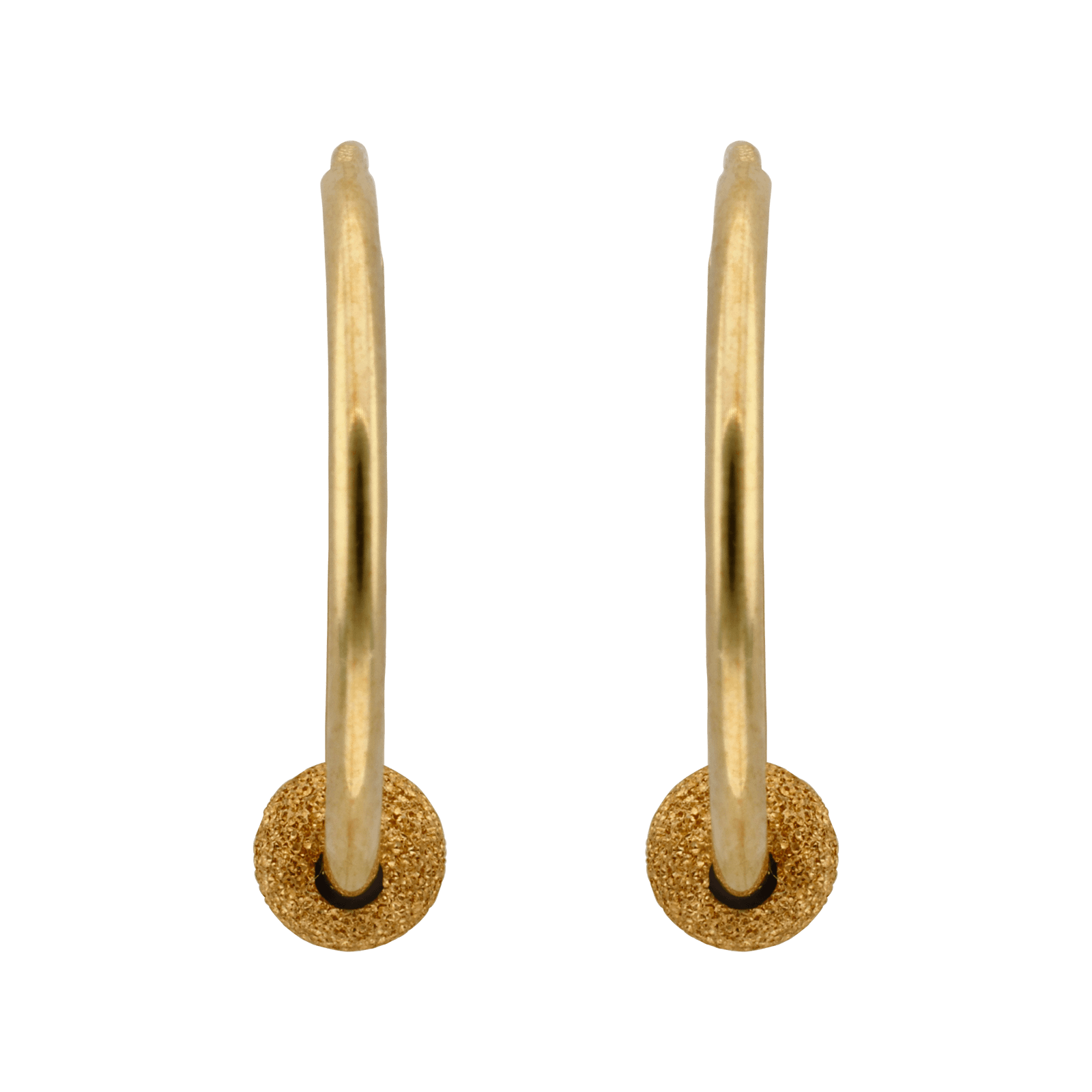 Créoles flexible Fil Lisse 1.2/16mm plus boule quatre millimètres sablé