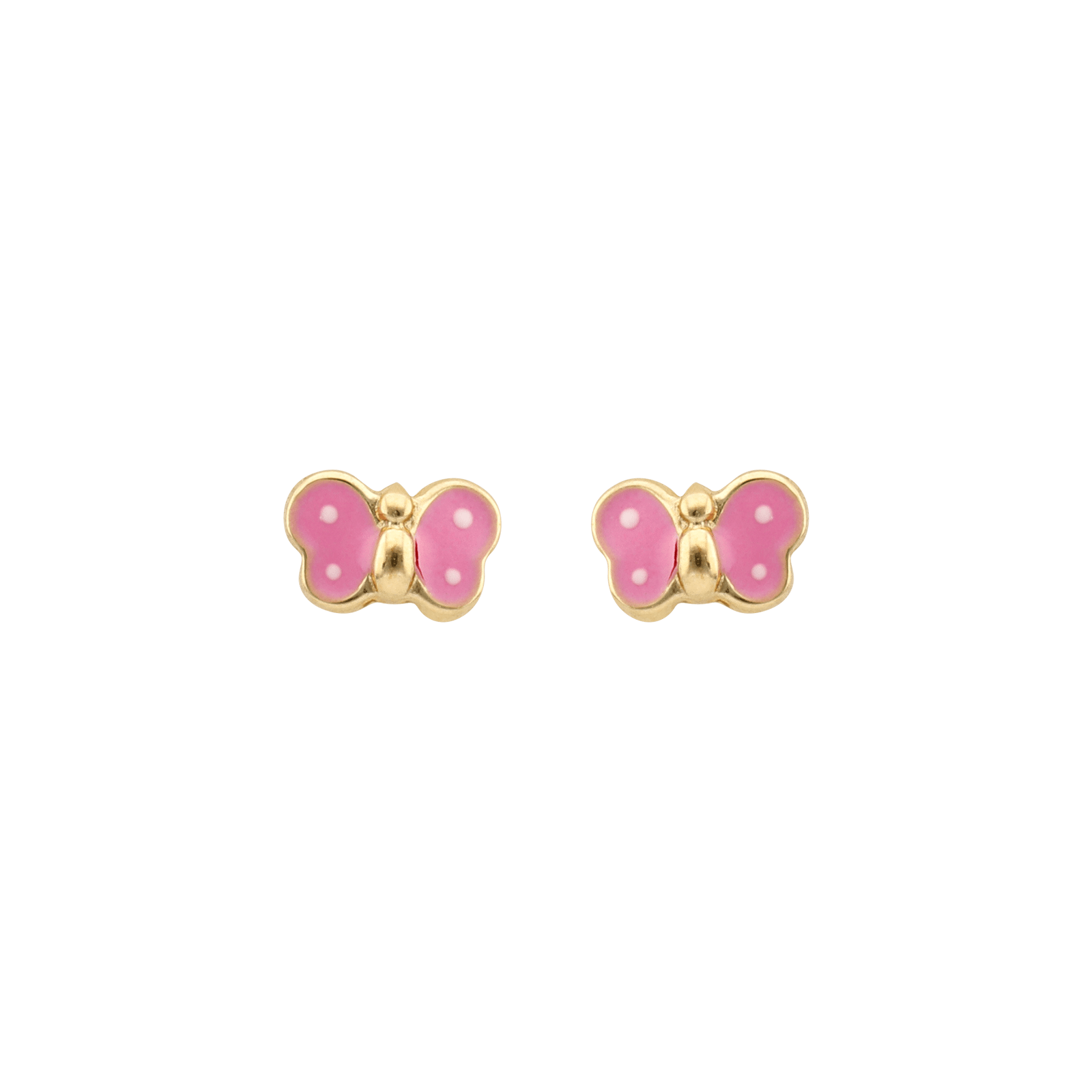 Boucles d'Oreilles Papillon Émail Rose Enfant