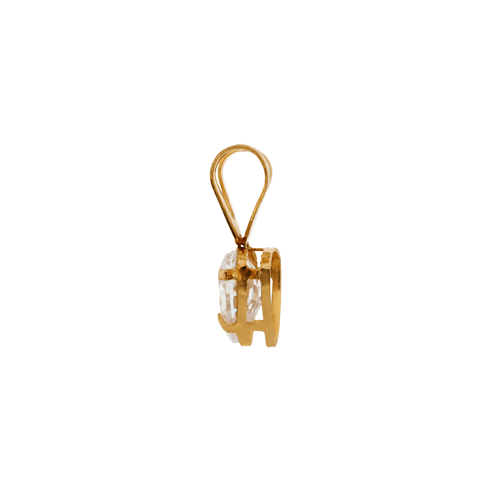 Pendentif  Coeur Zirconium 4 Griffres 6*11mm avec Bélière Or375