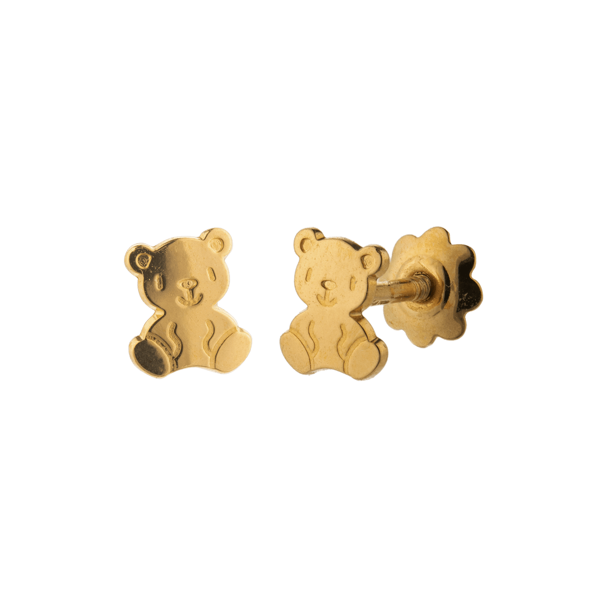 Boucles D'oreilles Ourson 4*5mm Or 750 Fermeture Vis