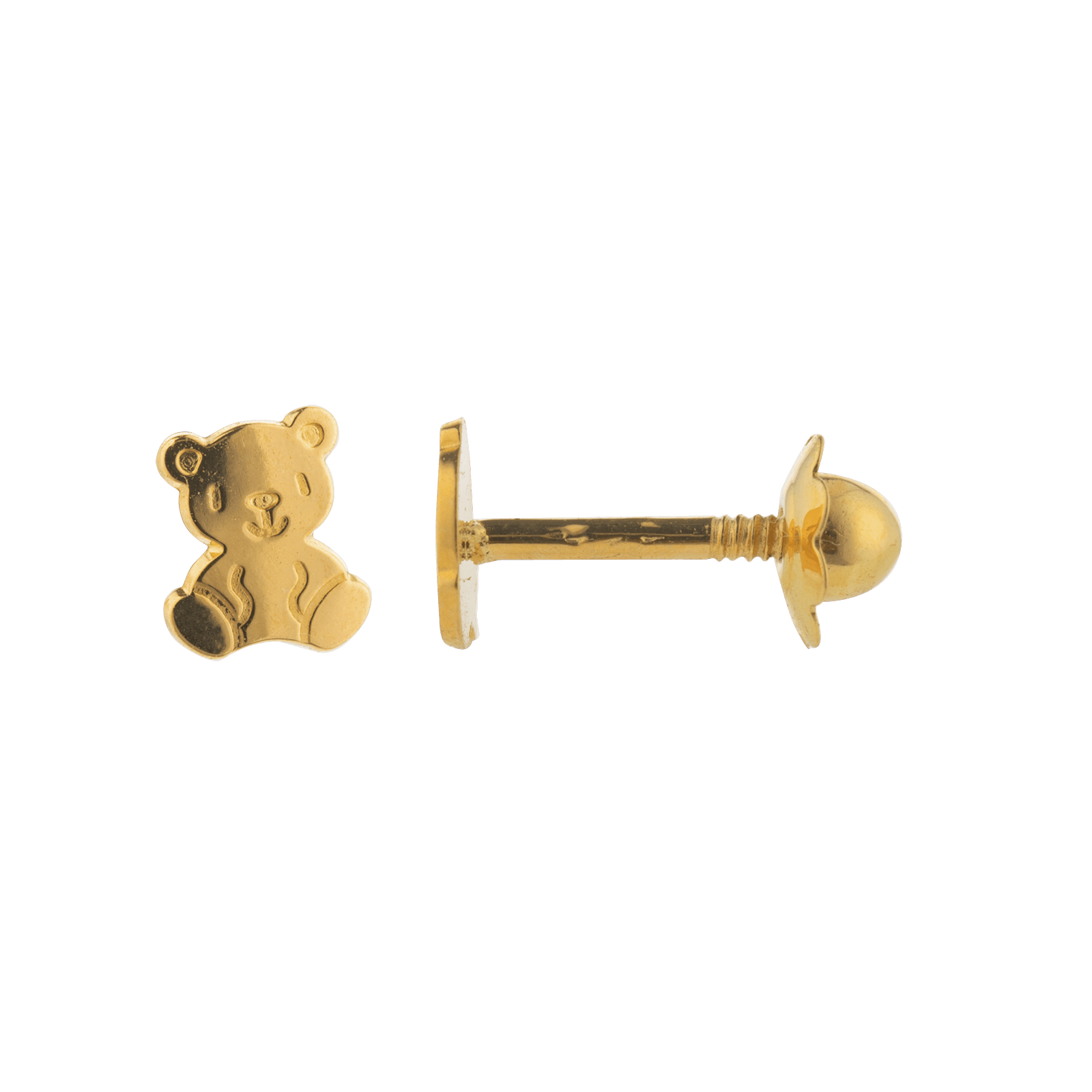 Boucles D'oreilles Ourson 4*5mm Fermeture Vis Or750