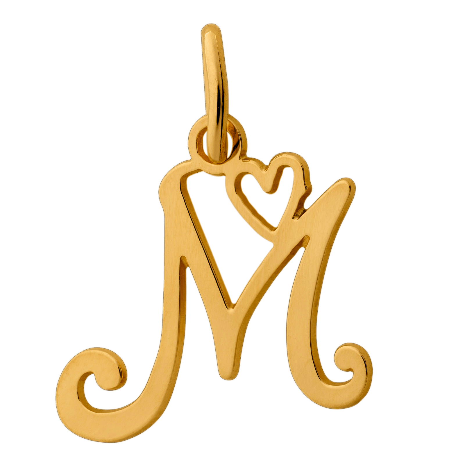 Pendentif initiale M + cœur Or Jaune 750