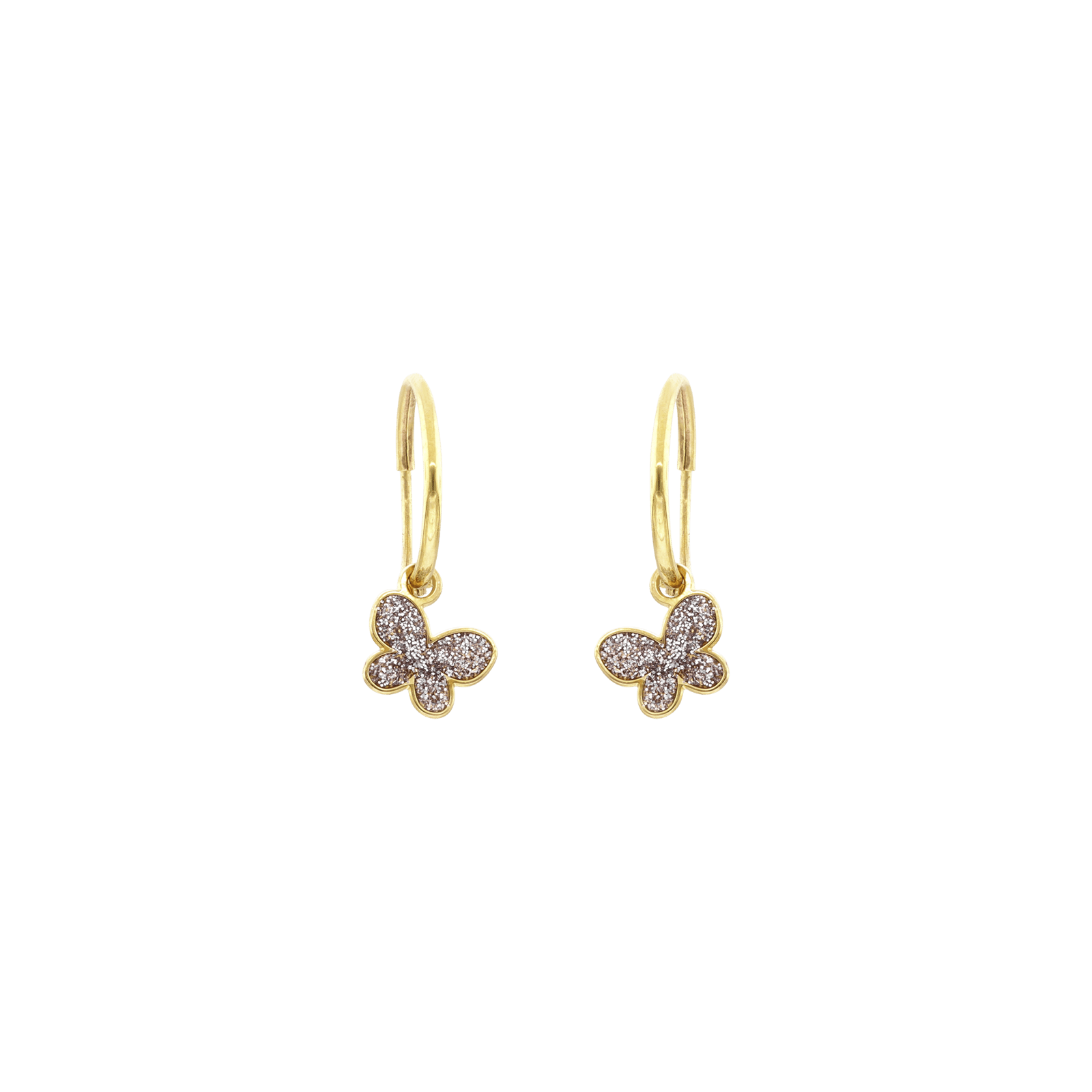 Boucles d'Oreilles Créole Papillon pailletée Rose