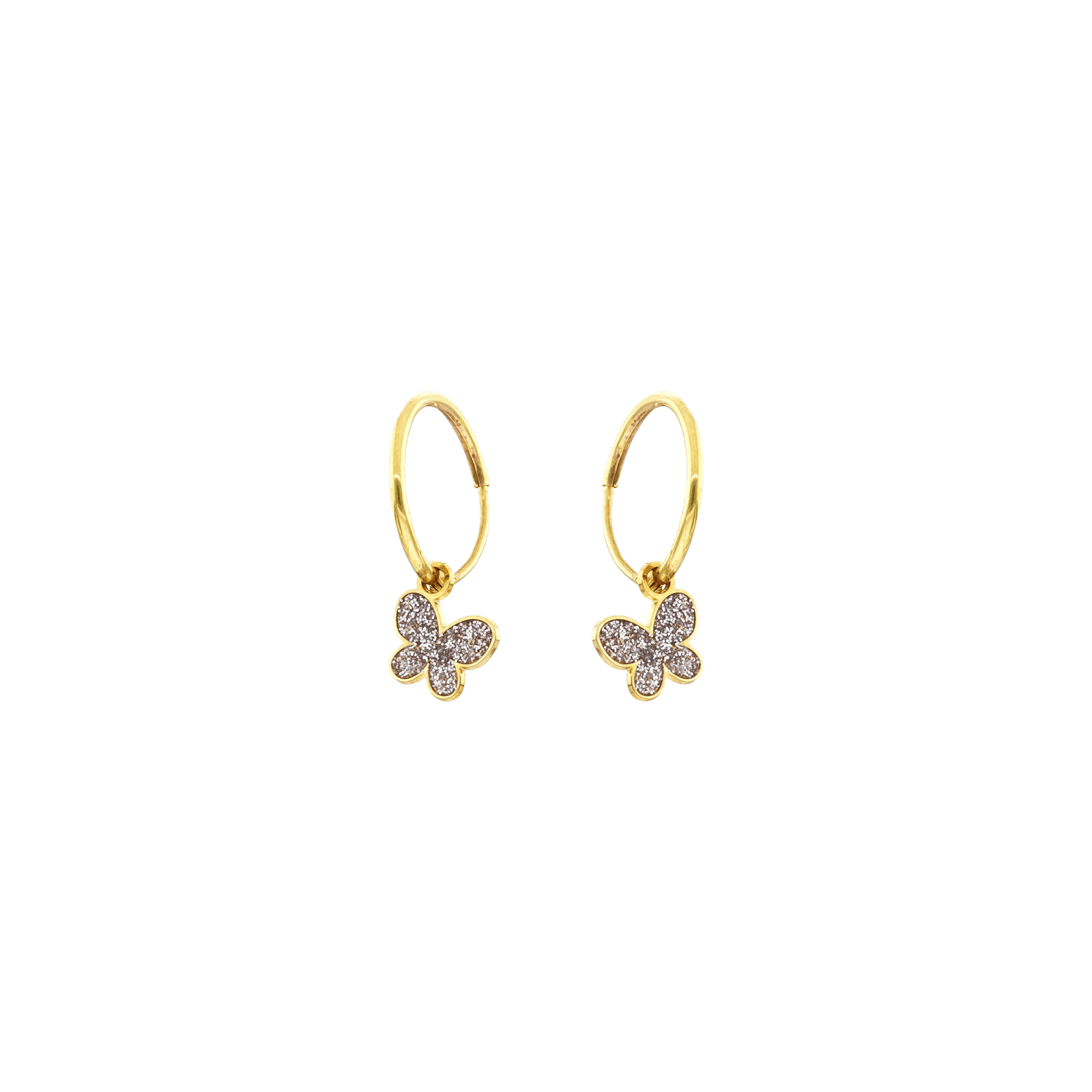 Boucles d'Oreilles Créole Papillon pailletée Rose