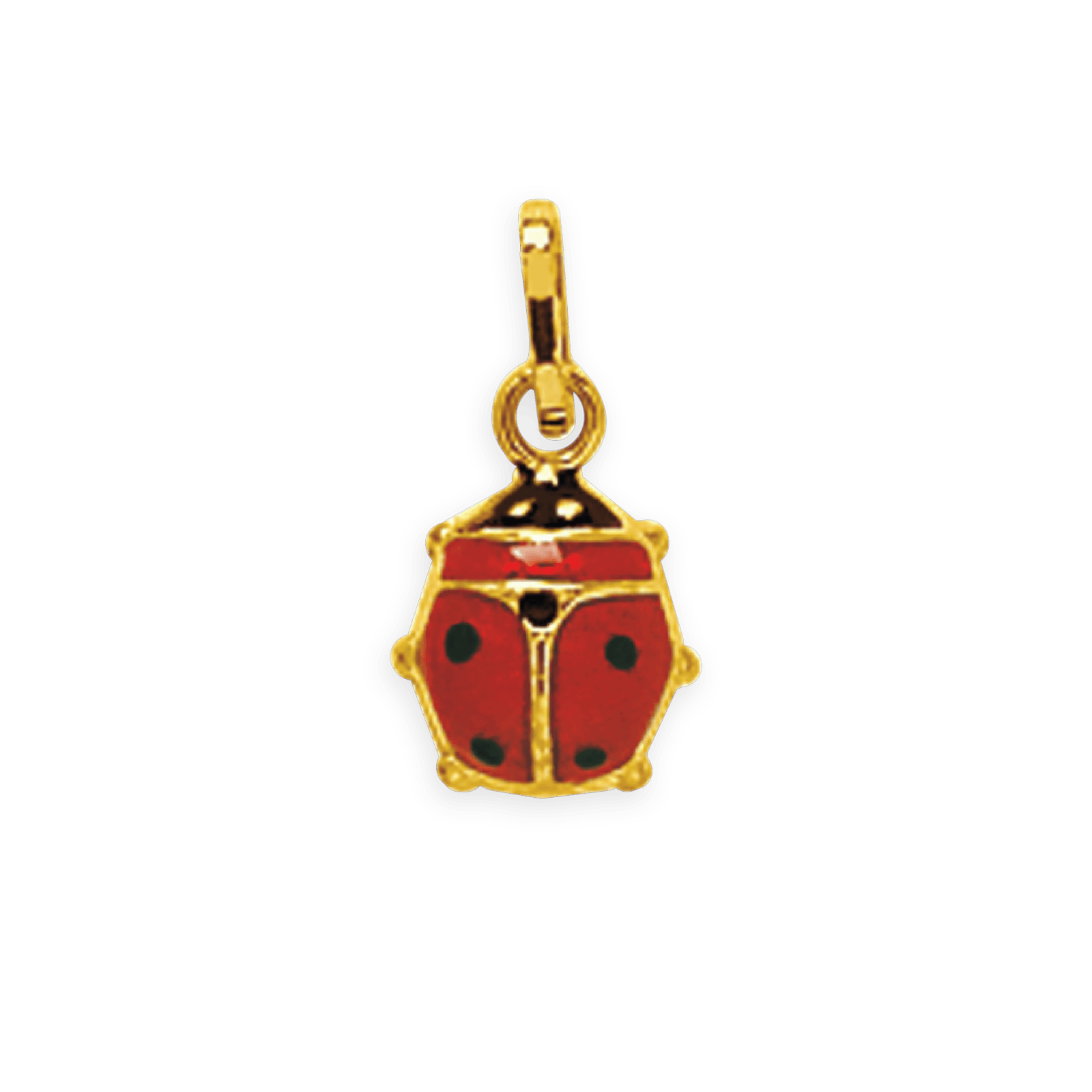 Pendentif Or375 Coccinelle Laque Rouge avec bélière