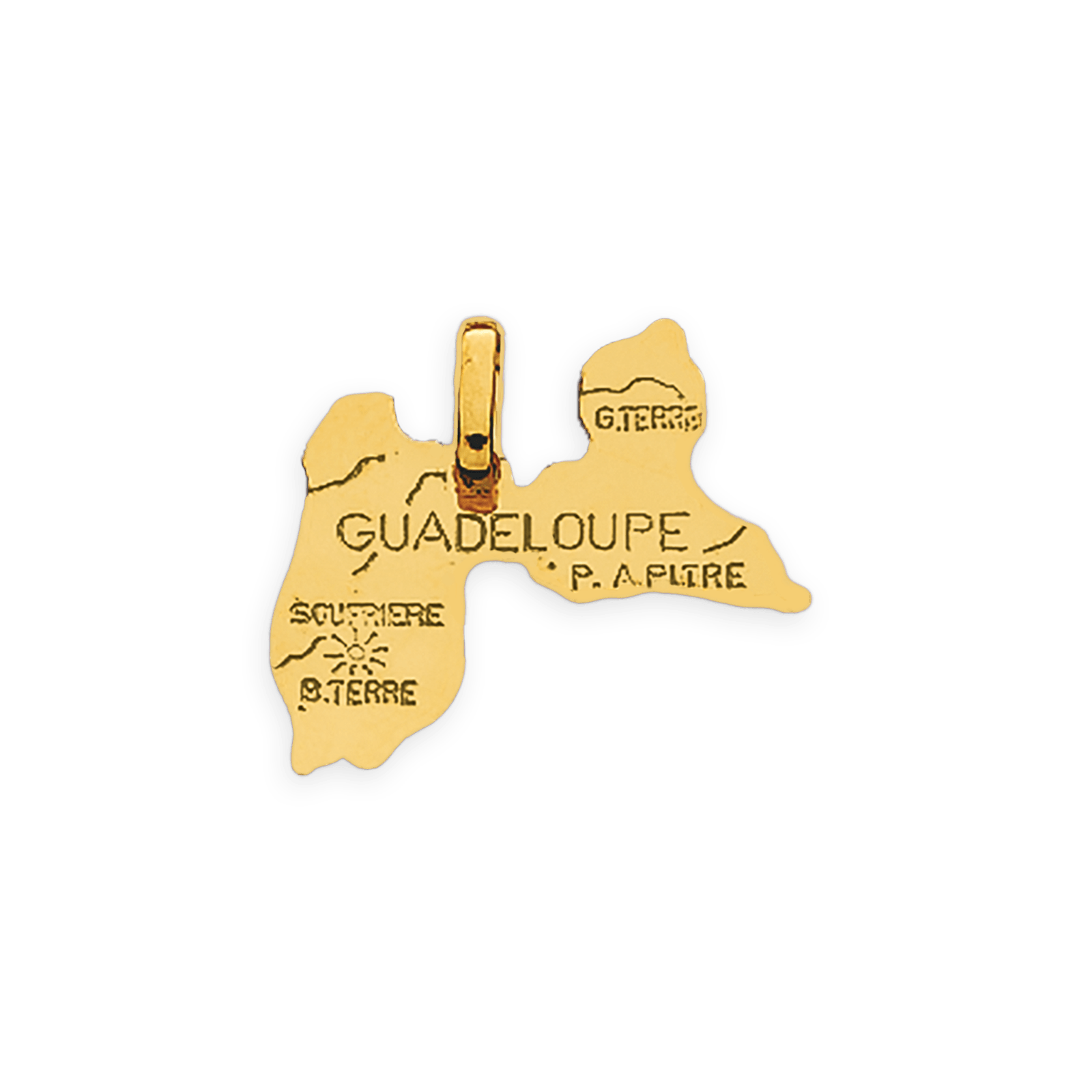 Pendentif Or375 Carte Guadeloupe avec bélière