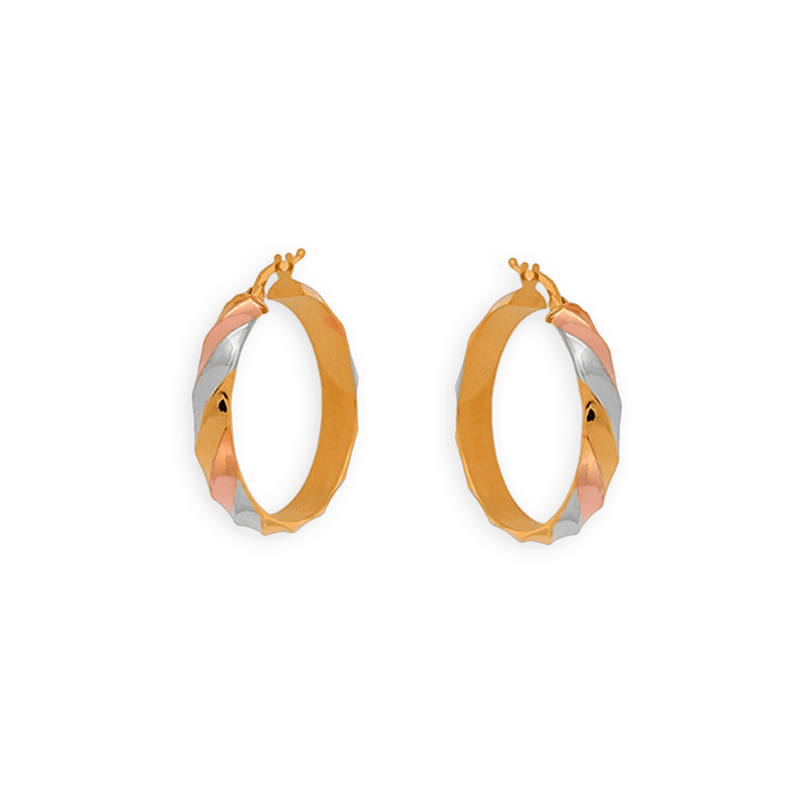 créoles or 9 carats tricolore fantaisie 35mm