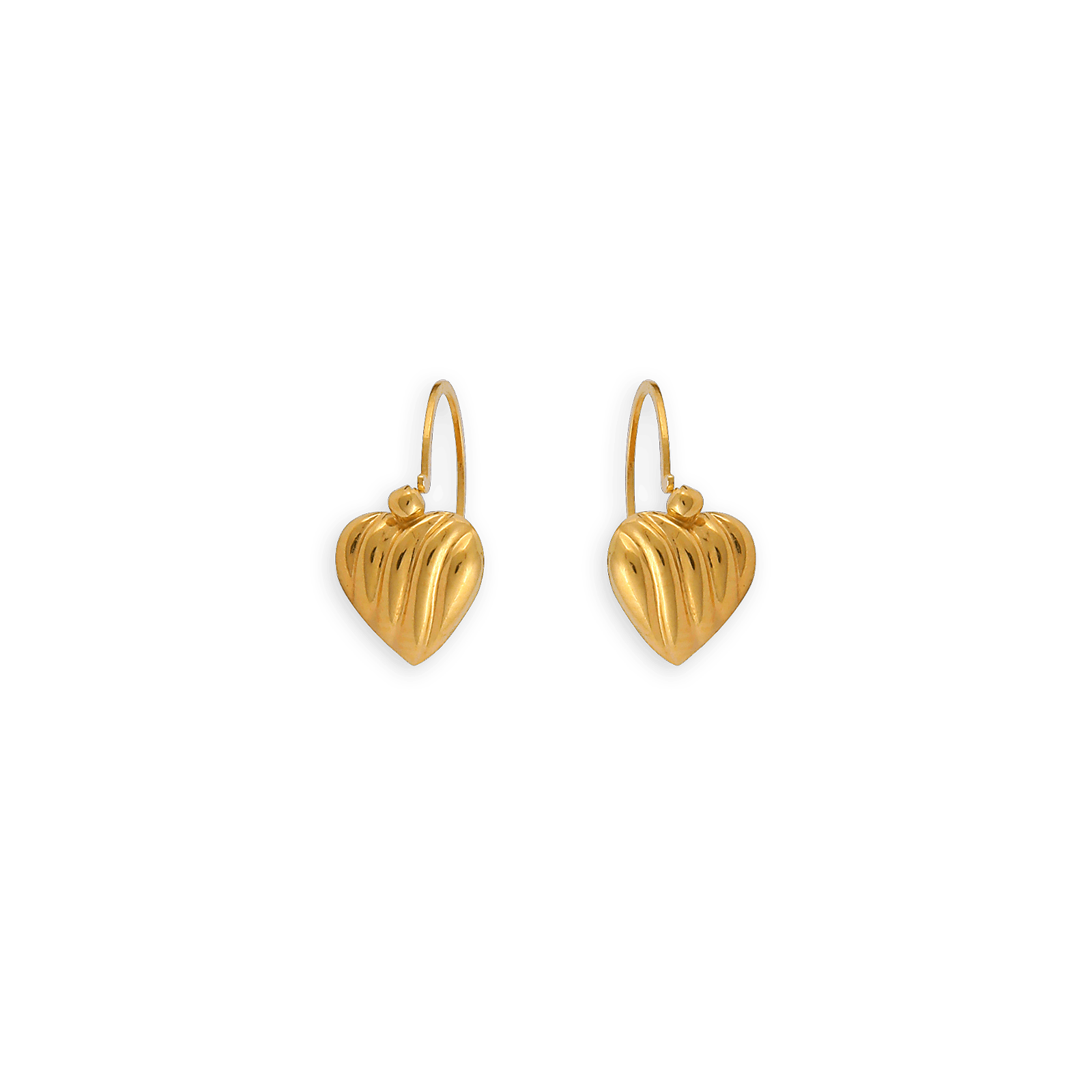 Boucles D'oreilles Or375 Pendant 13.41mm Au Total Cœur Strié 7.52mm