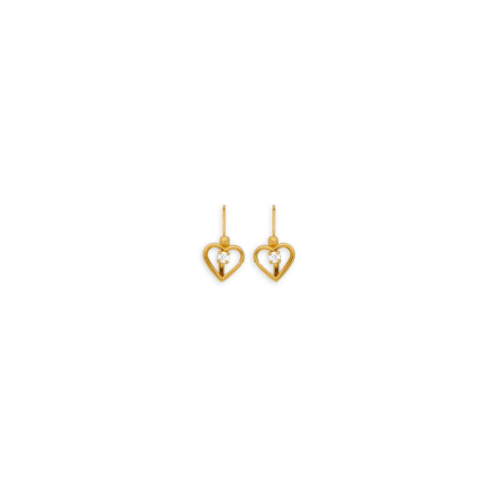 Boucles D'oreilles Or375 Pendant 13mm Au Total Cœur Zirconium 7mm