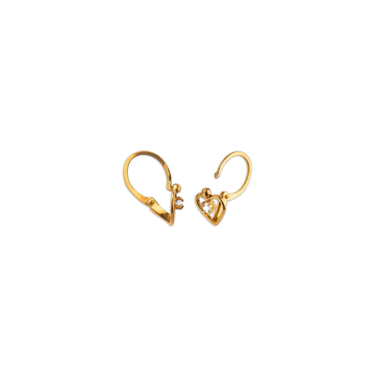 Boucles D'oreilles Or375 Pendant 13mm Au Total Cœur Zirconium 7mm