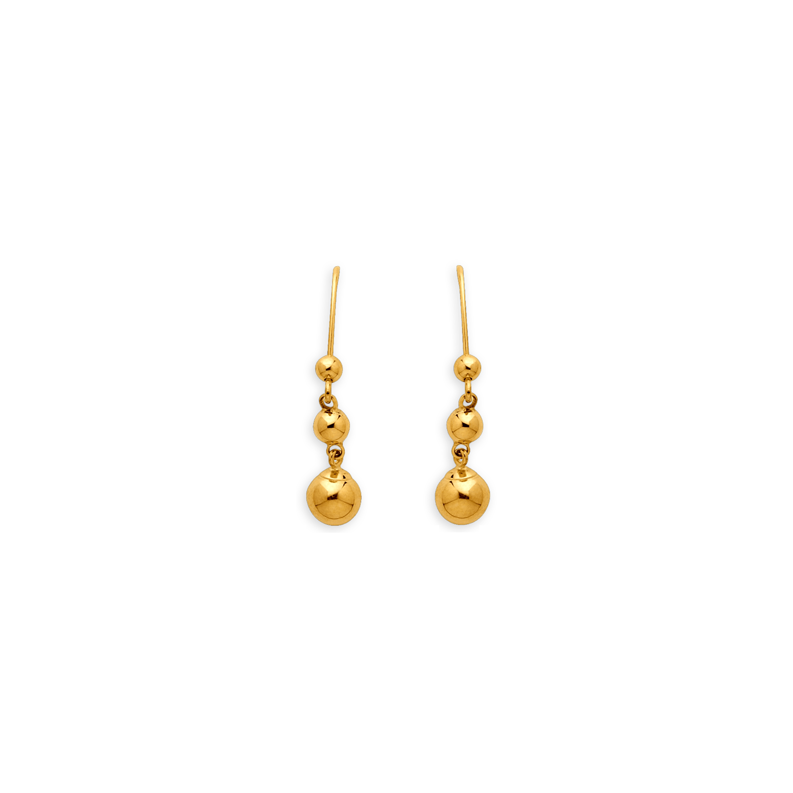 Boucles D'oreilles Or375 Pendant 30mm Grain D'or 3 A 6mm