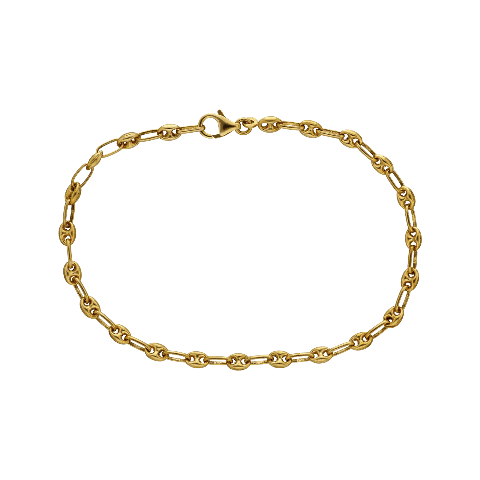Bracelet grain de café Or creux quatre millimètres dix-neuf centimètres