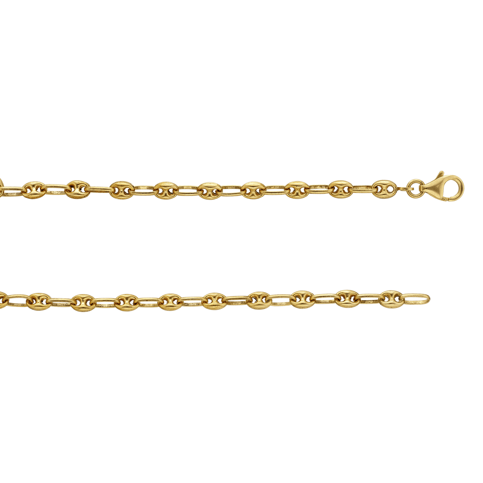 Bracelet grain de café Or creux quatre millimètres dix-neuf centimètres