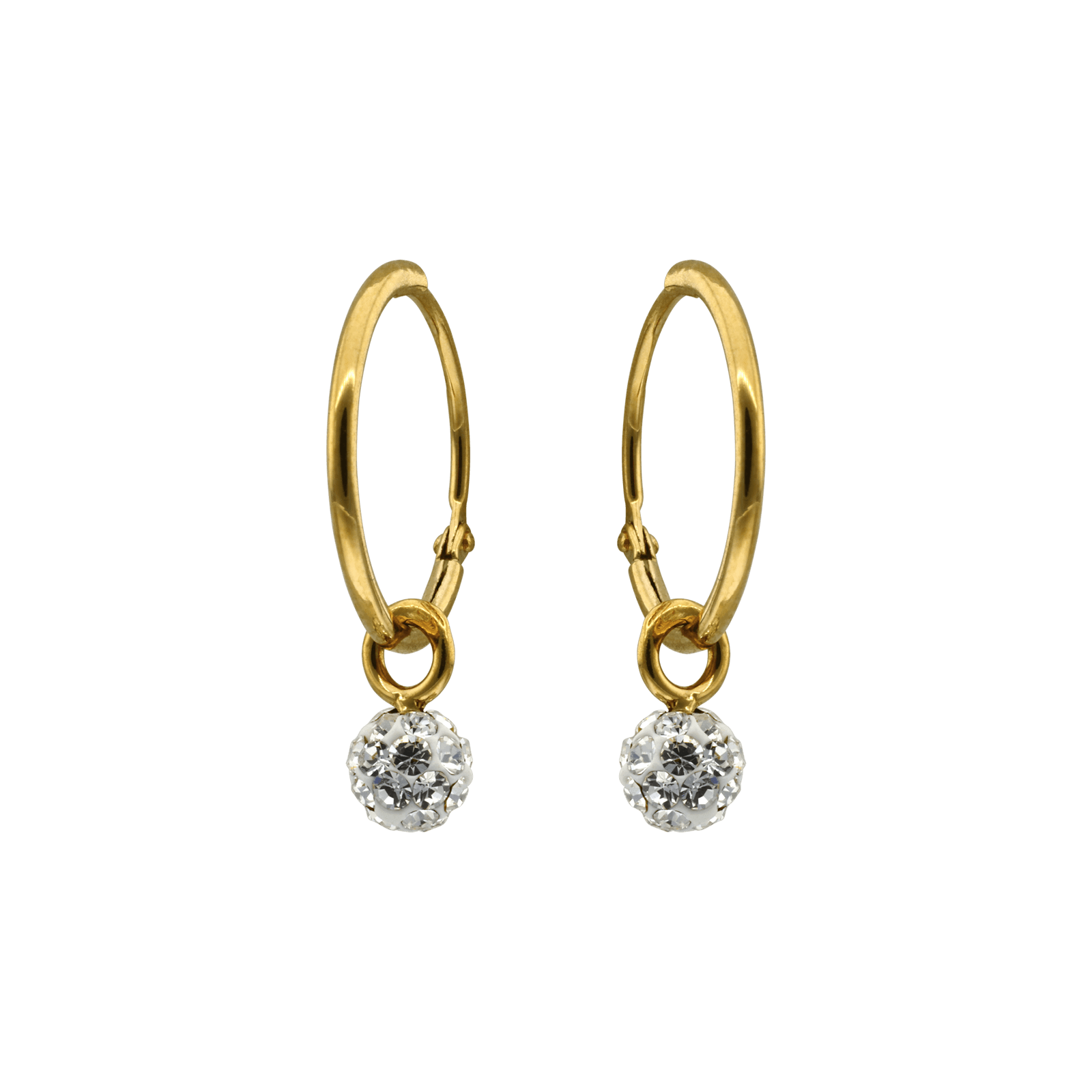Boucles d'Oreilles Créole Strass blanc 1/10mm intérieur