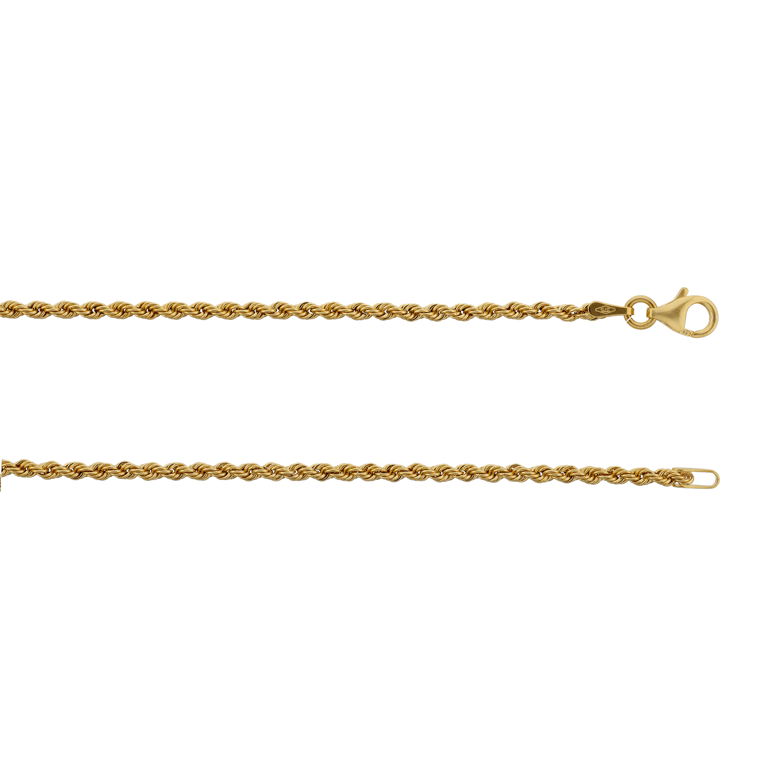 Collier corde légère chaînette 45cm Or375
