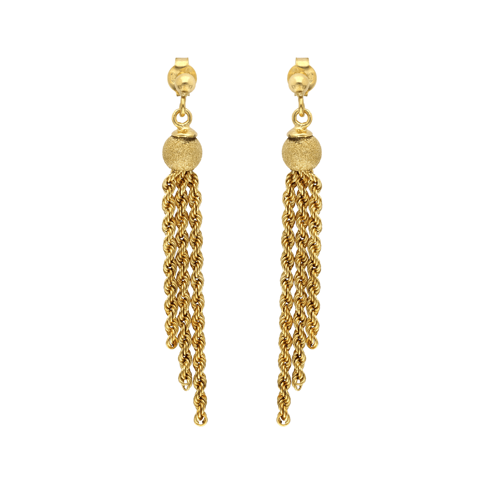 Boucles d'Oreilles corde trois brins jaune