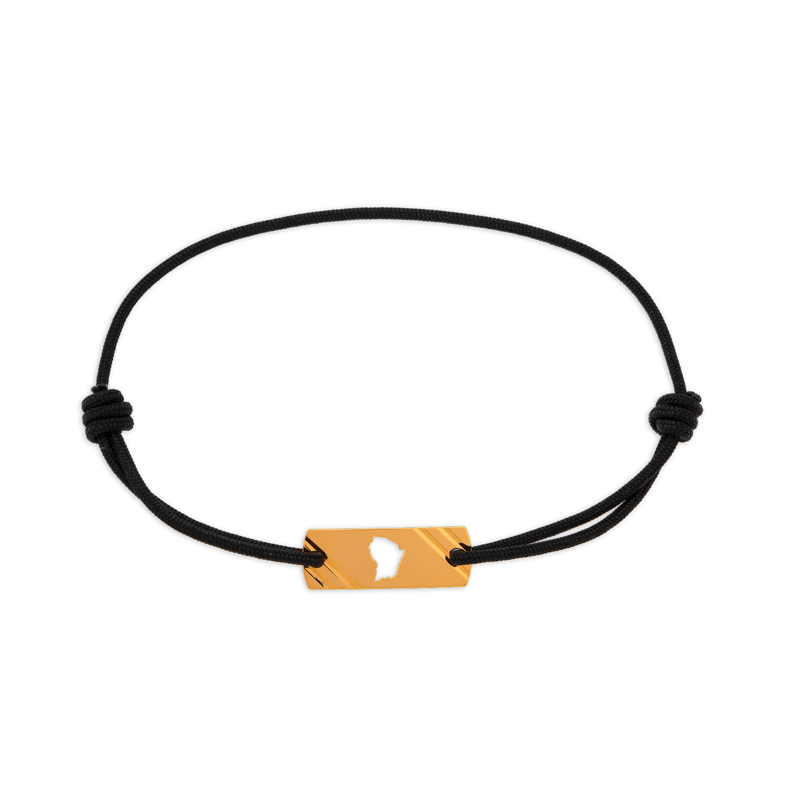 Bracelet Or 750 Cordon Plaque Rectangle Guyane