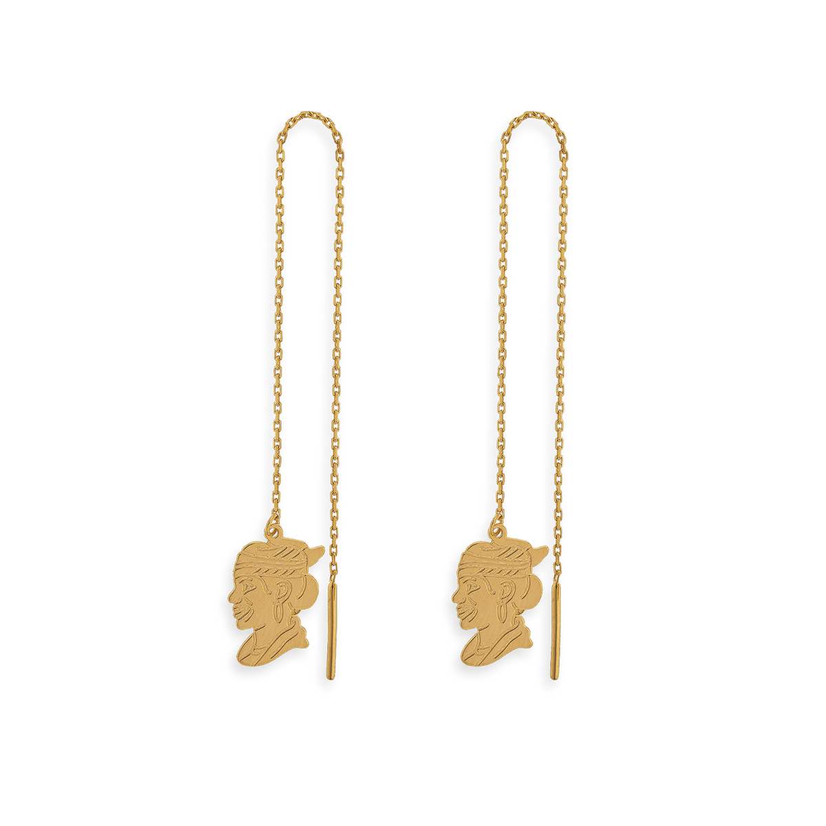 Boucles D'oreilles Cayennaise Or 750 7.5*10mm Pendant 100mm