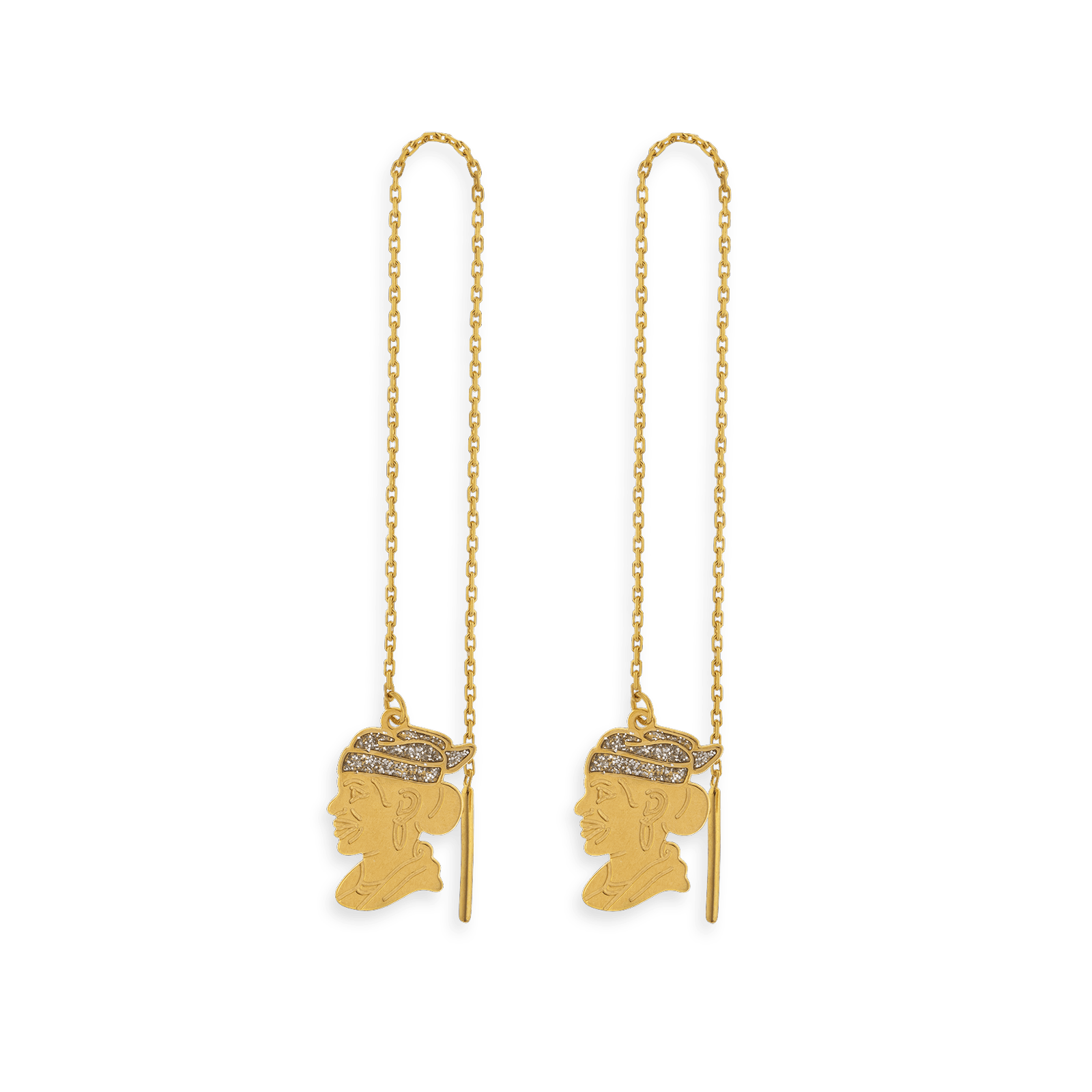 Boucles D'Oreilles pendant Or 750 Pailleté