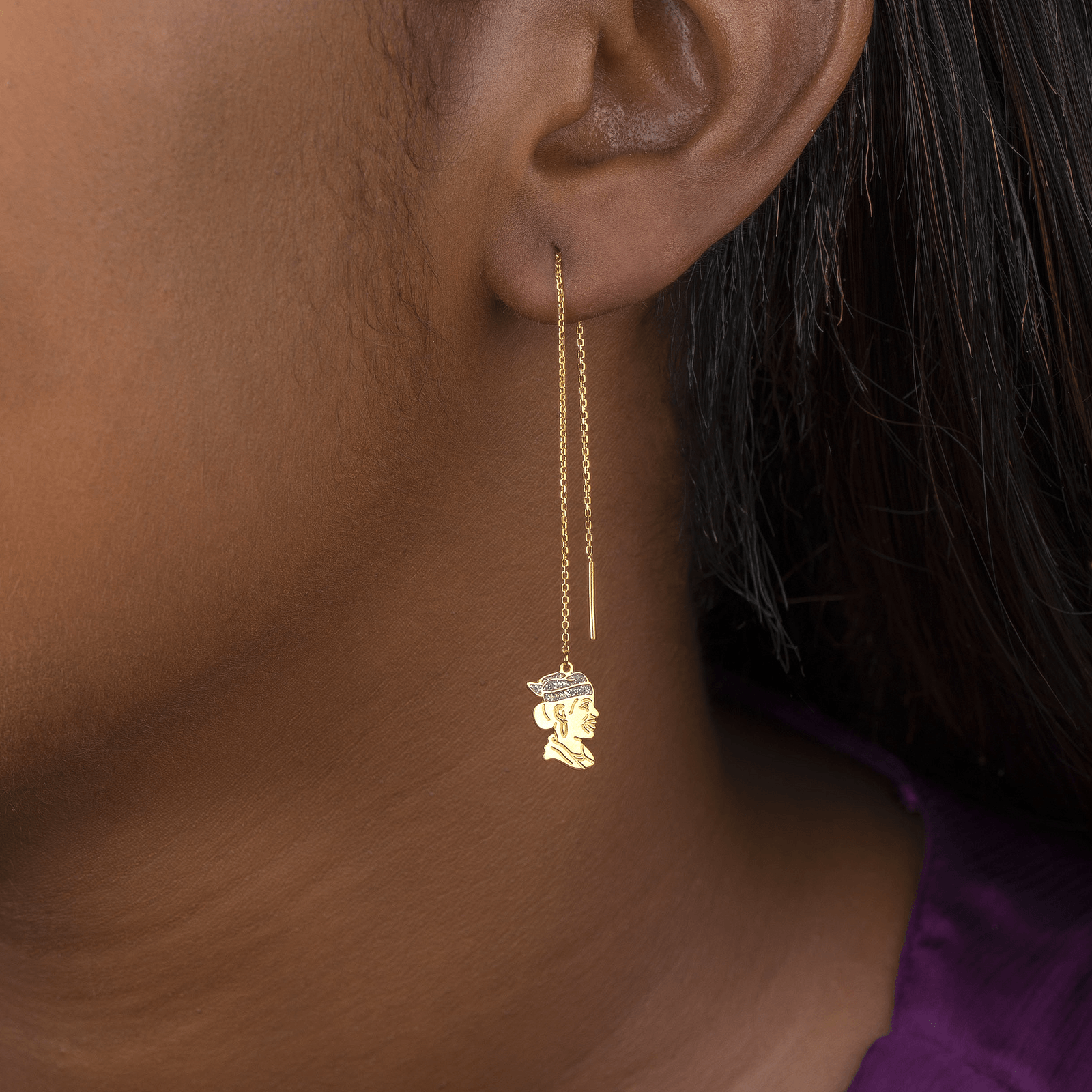 Boucles D'Oreilles pendant Or 750 Pailleté