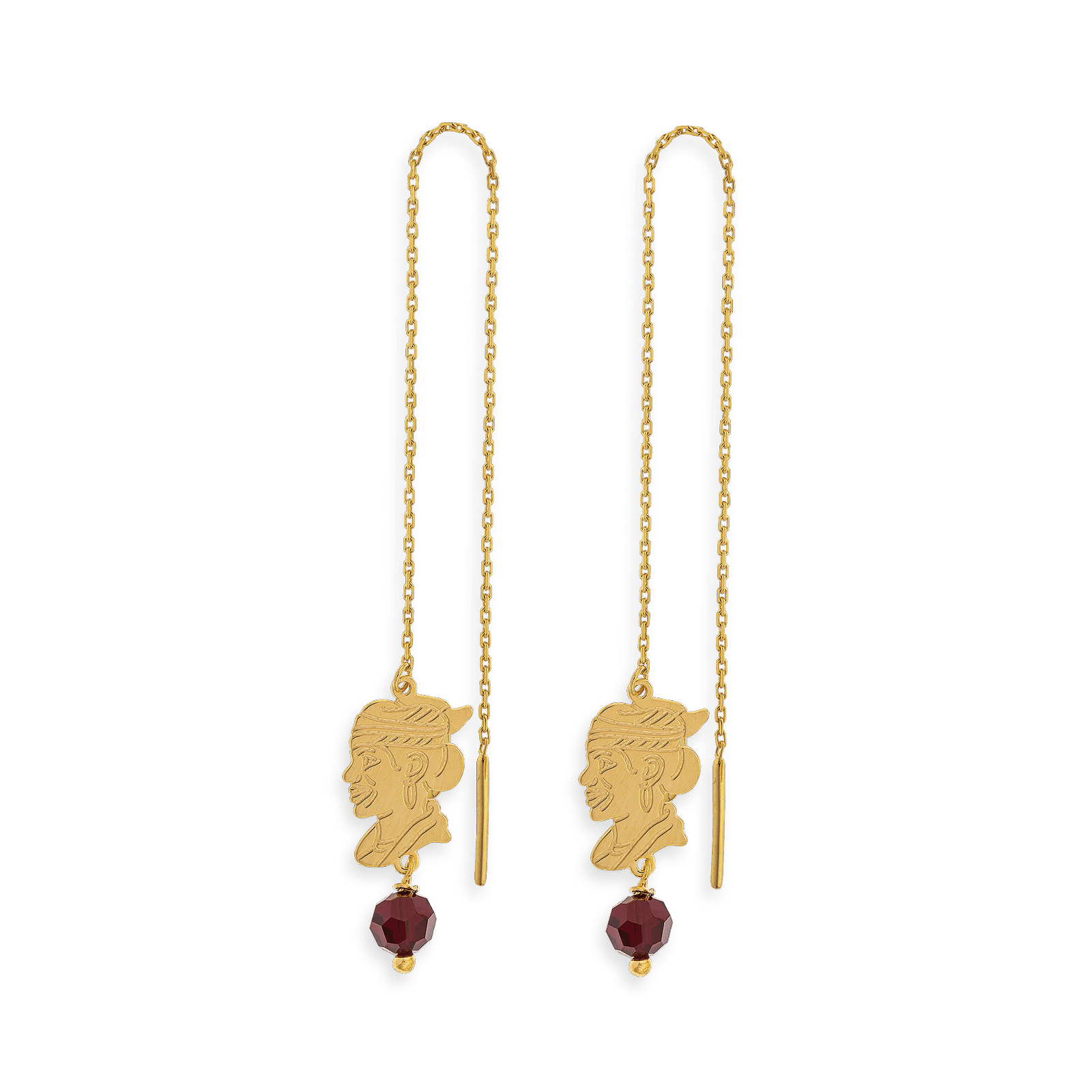 Boucles D'Oreilles Or 750 Et Boules Grenats