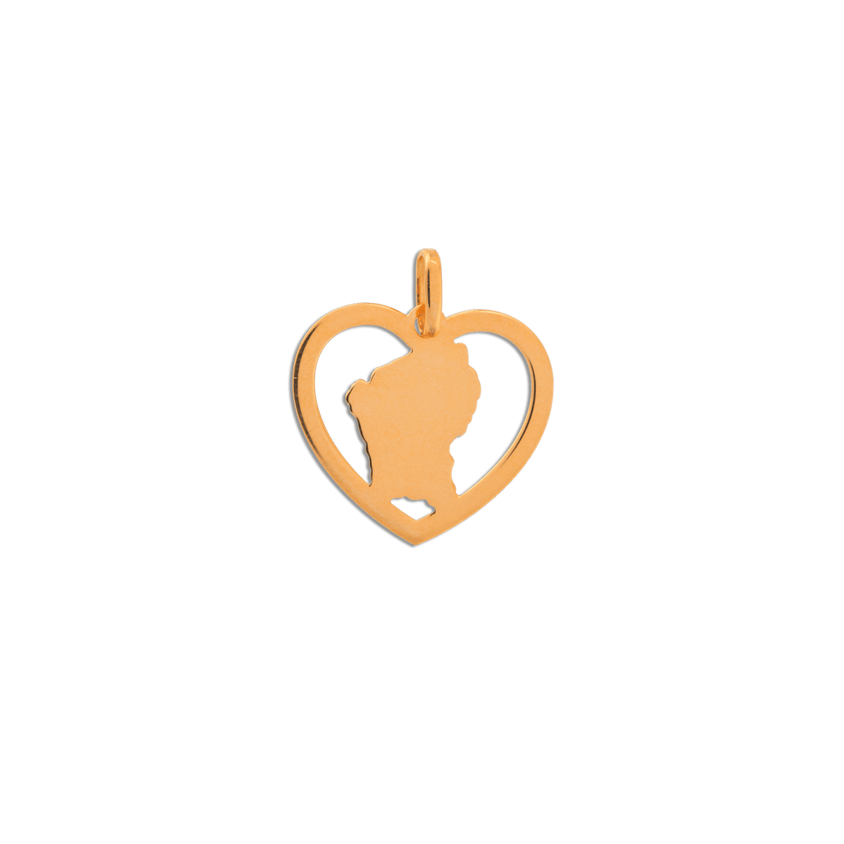 Pendentif Or 750 Coeur Carte Guyane Email Pailleté