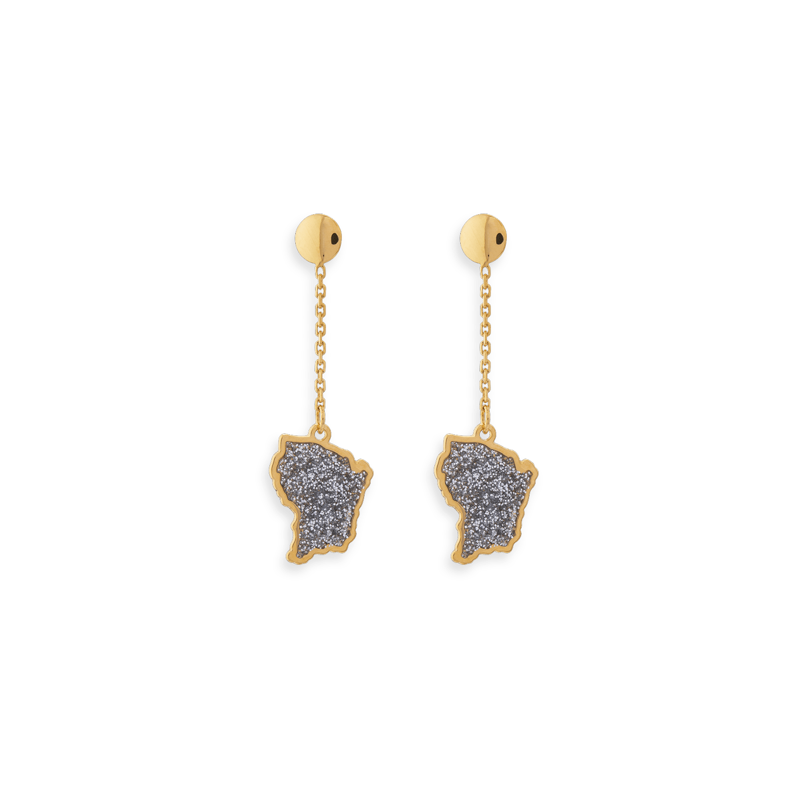 Boucles D'Oreilles Pendants Carte Guyane Email Pailleté