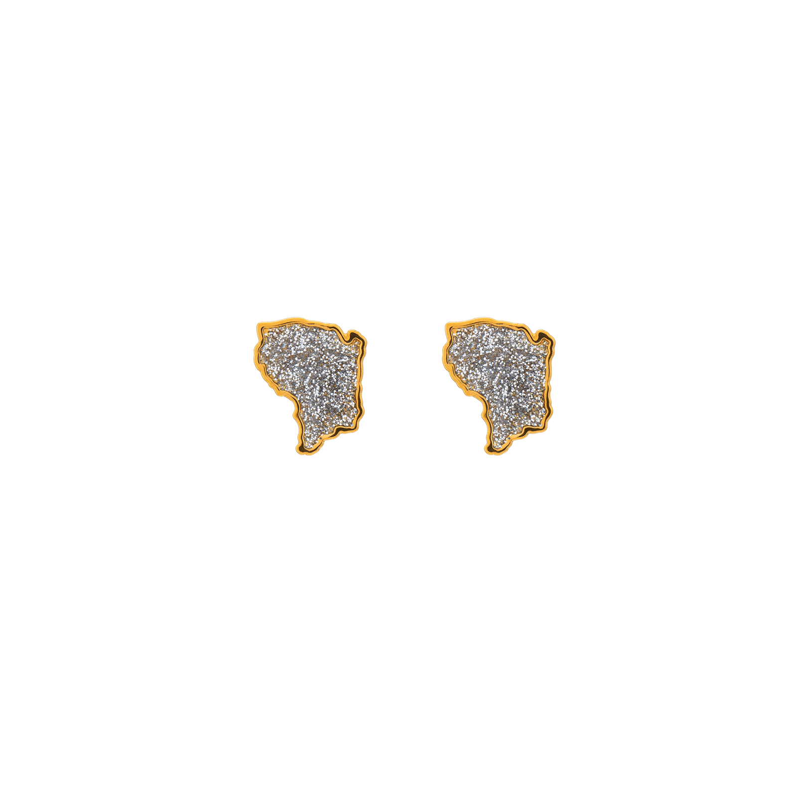 Boucles D'Oreilles Or 750 Carte Guyane Pailleté