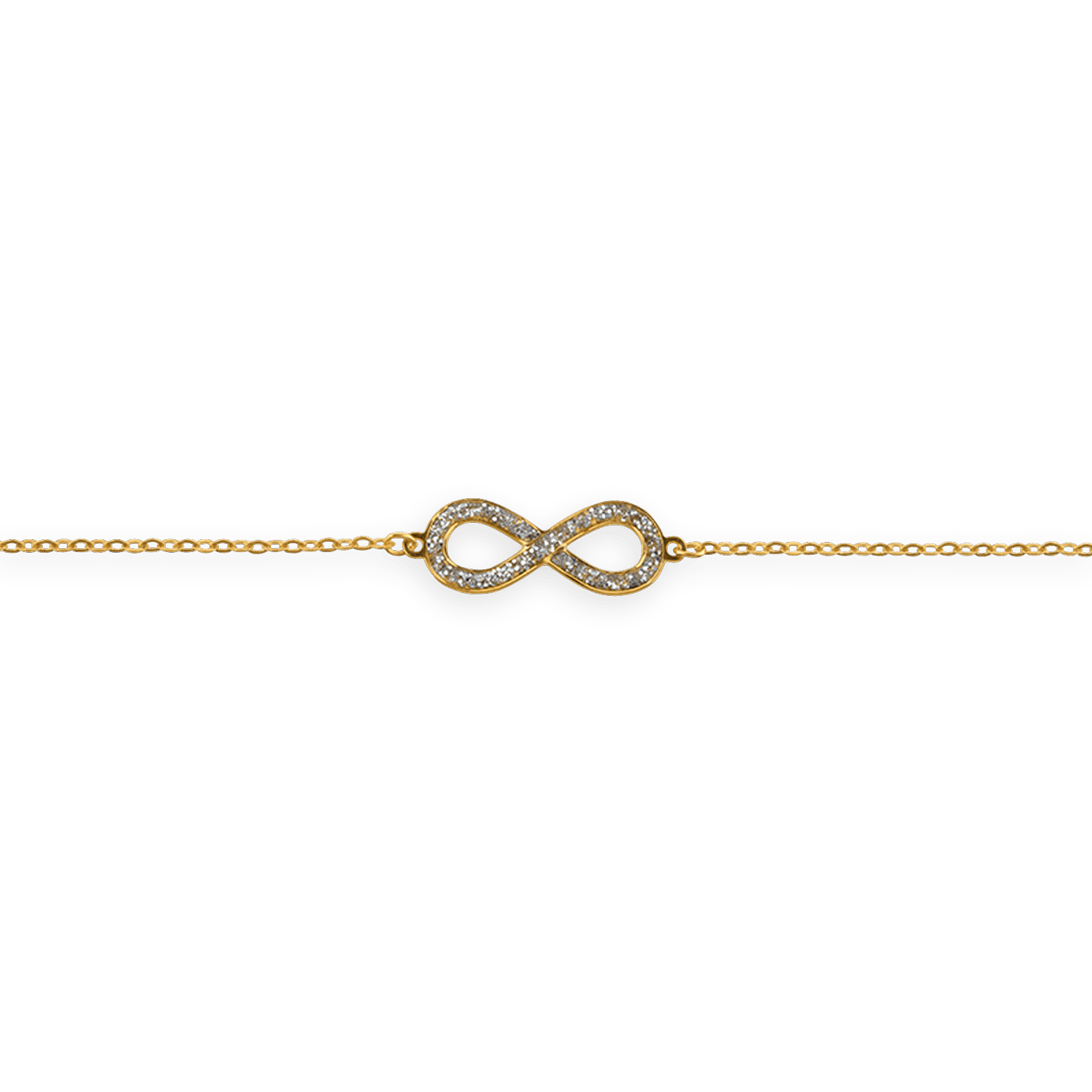 Chaîne Cheville Or375 Maille Forçat Motif Infini Pailleté