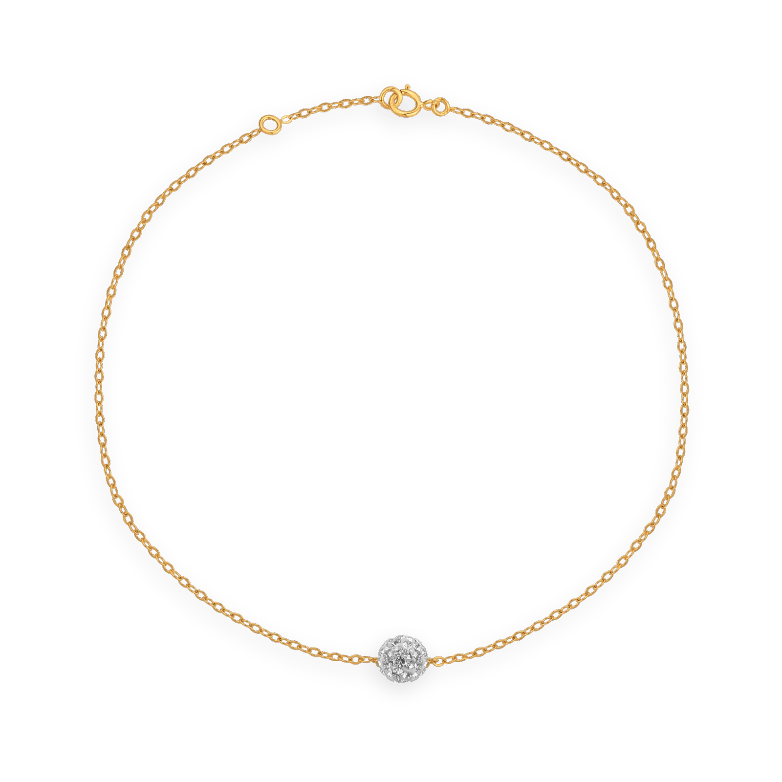 Chaîne Cheville Or375 Maille Forçat Boule Strass