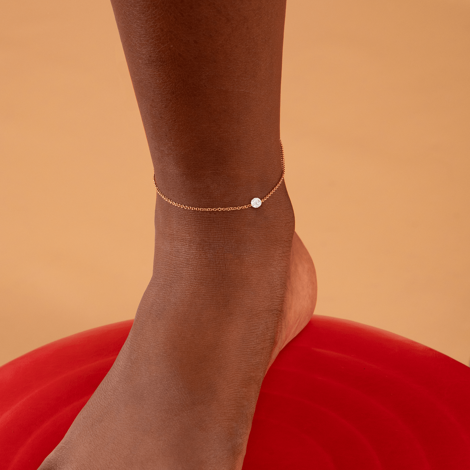 Chaîne Cheville Or375 Maille Forçat Boule Strass
