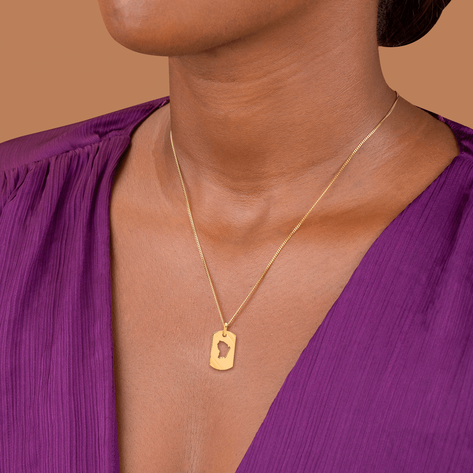 Pendentif Or 750 Plaque Rectangle Guyane