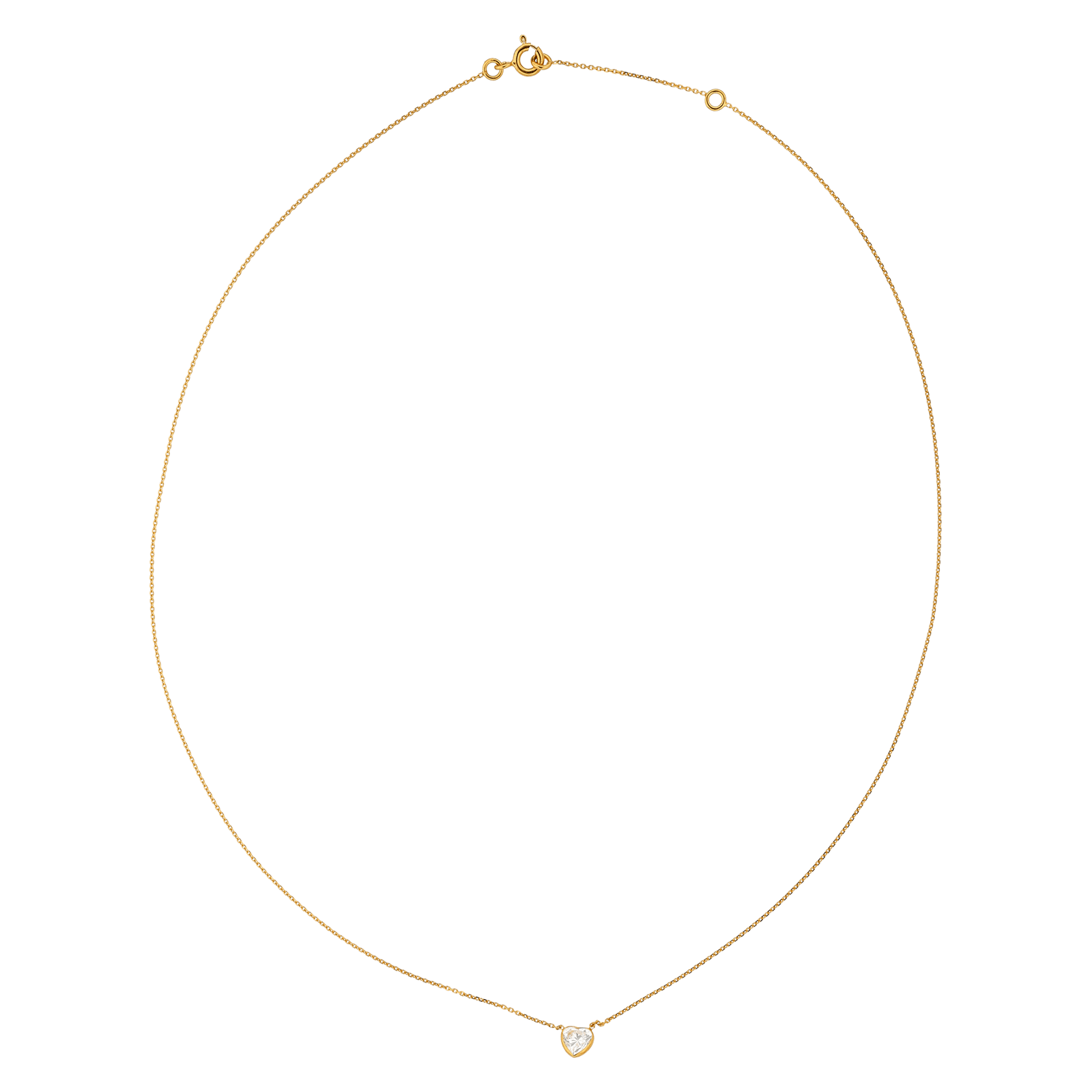 Collier Cœur Zirconium 5.5mm Chaîne 0.8mm 42A45cm  Or375