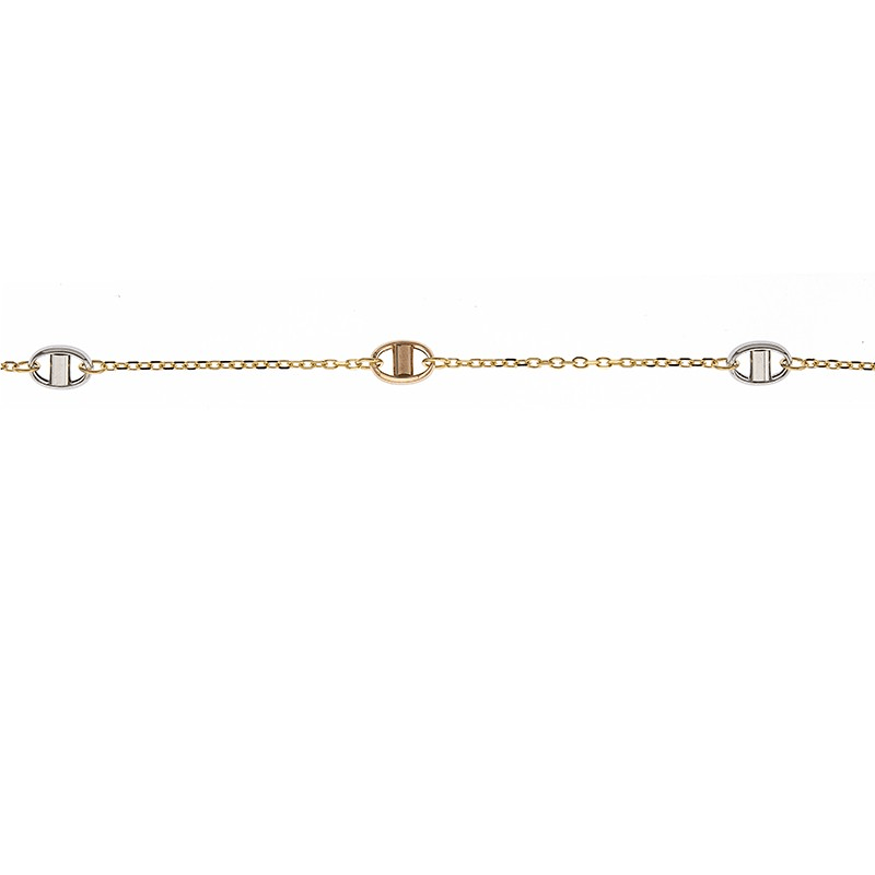 collier bicolore/tricolore 3 ors 5 grains de café réglable 42cm