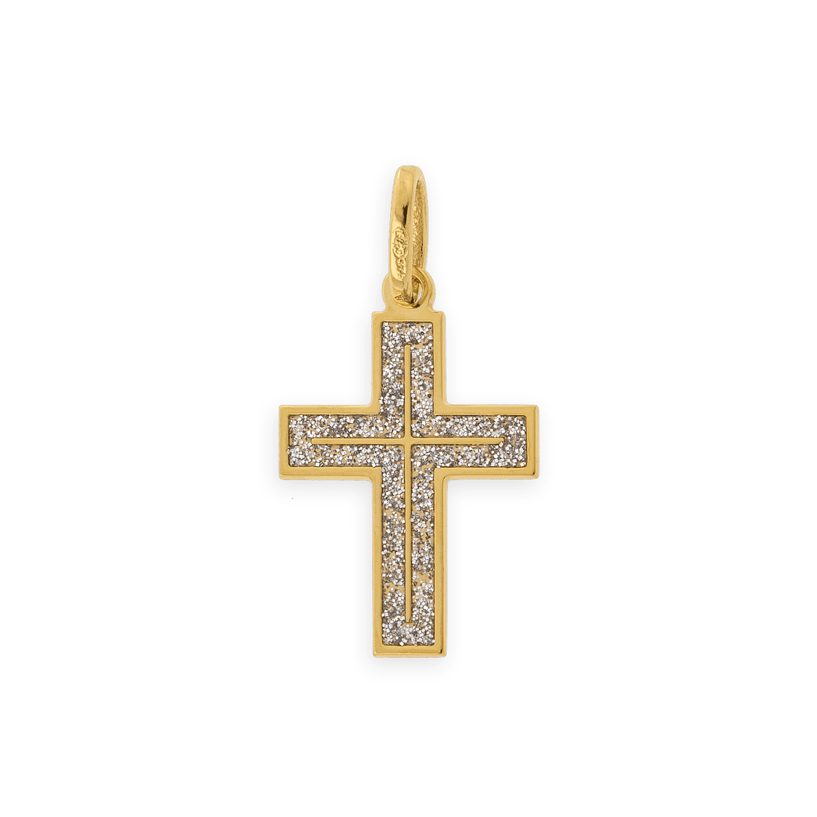 Croix Or375 Pailletée avec bélière