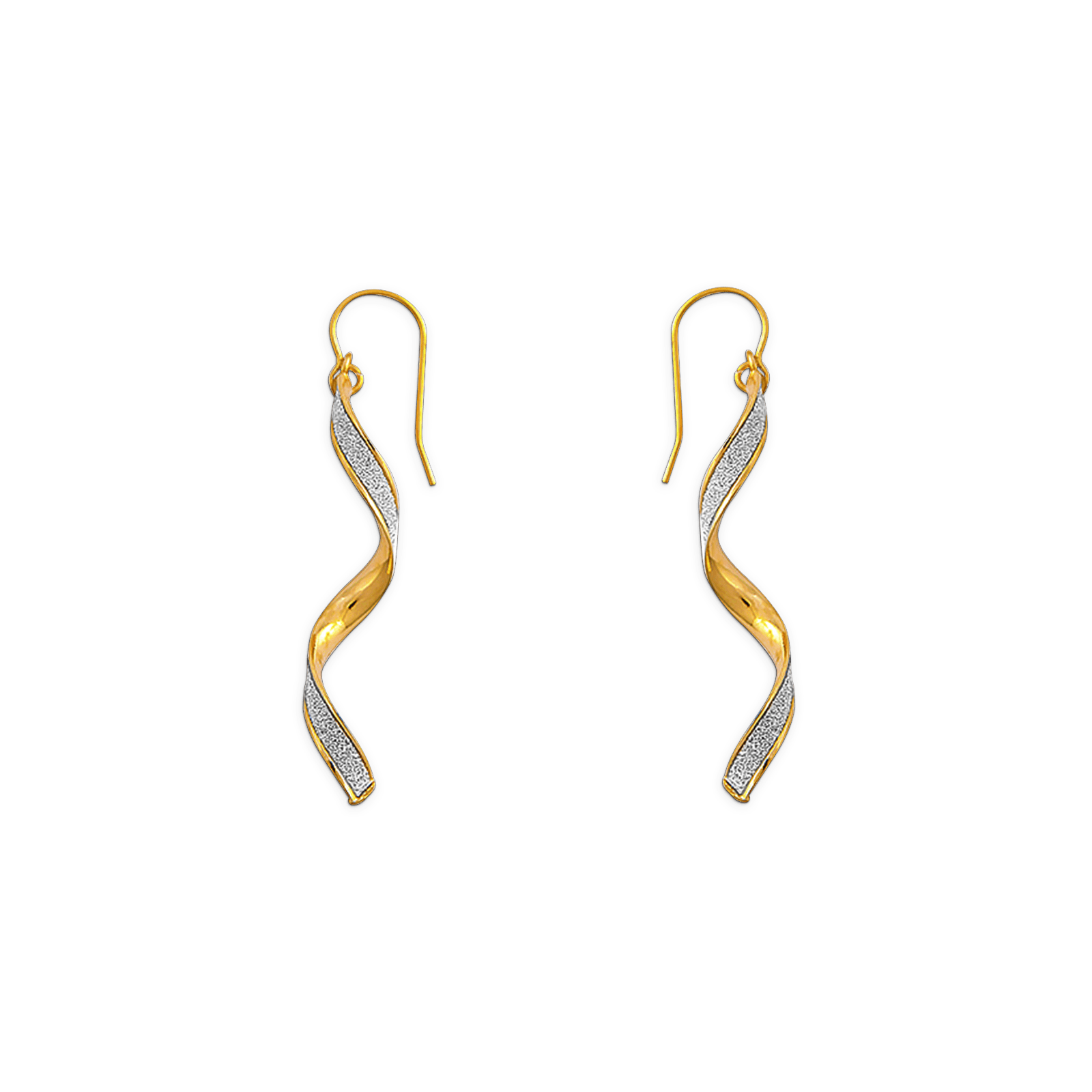 Boucles D'oreilles Or375 Bicolore Pendant 50mm Au Total