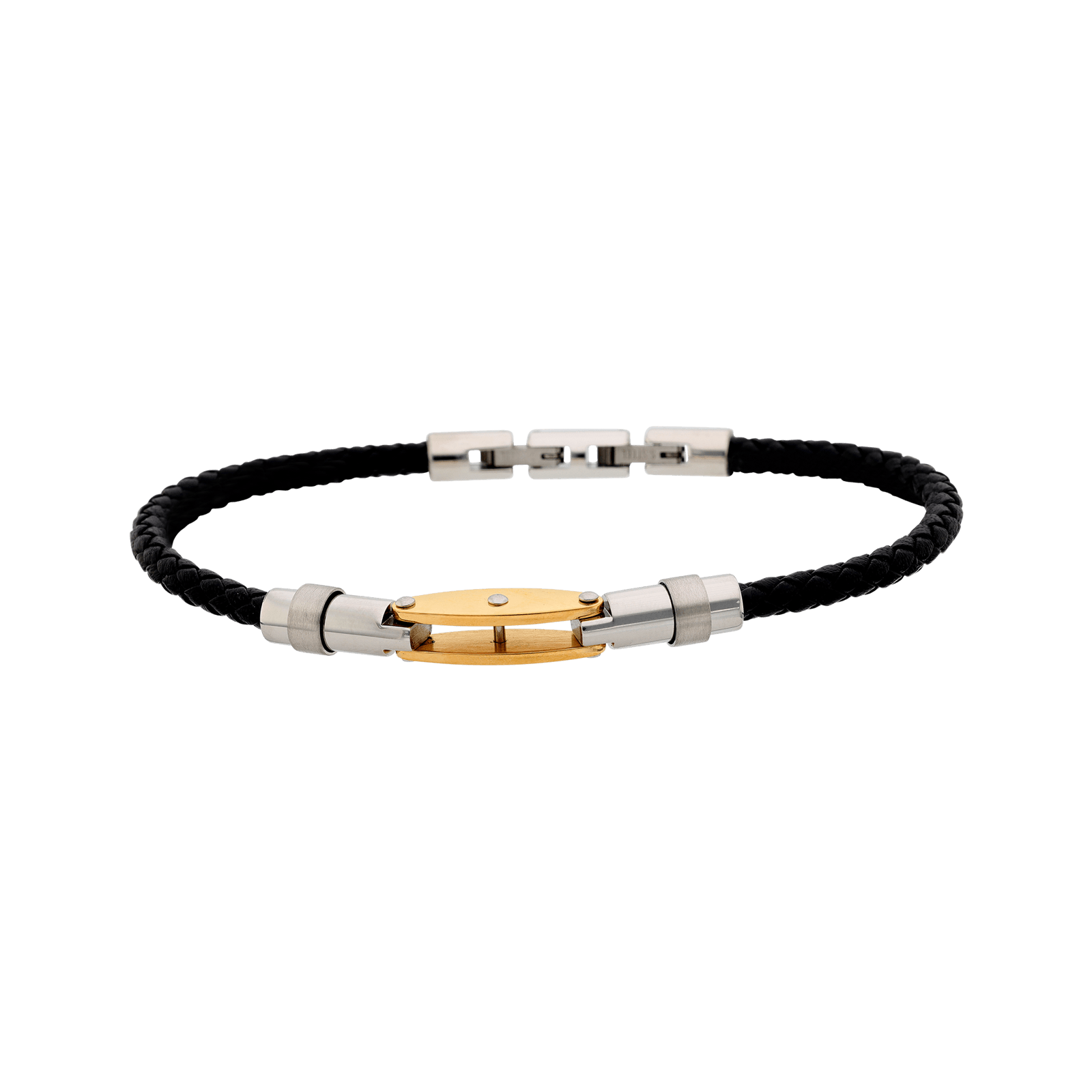 Bracelet Callas cuir et Acier Bicolore 22cm