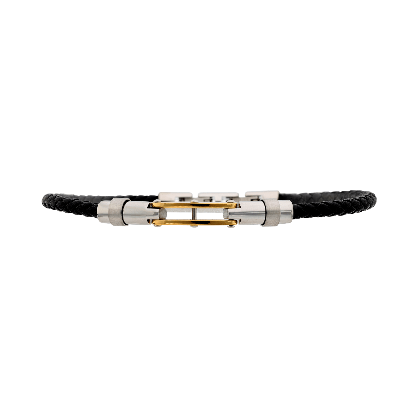 Bracelet Callas cuir et Acier Bicolore 22cm