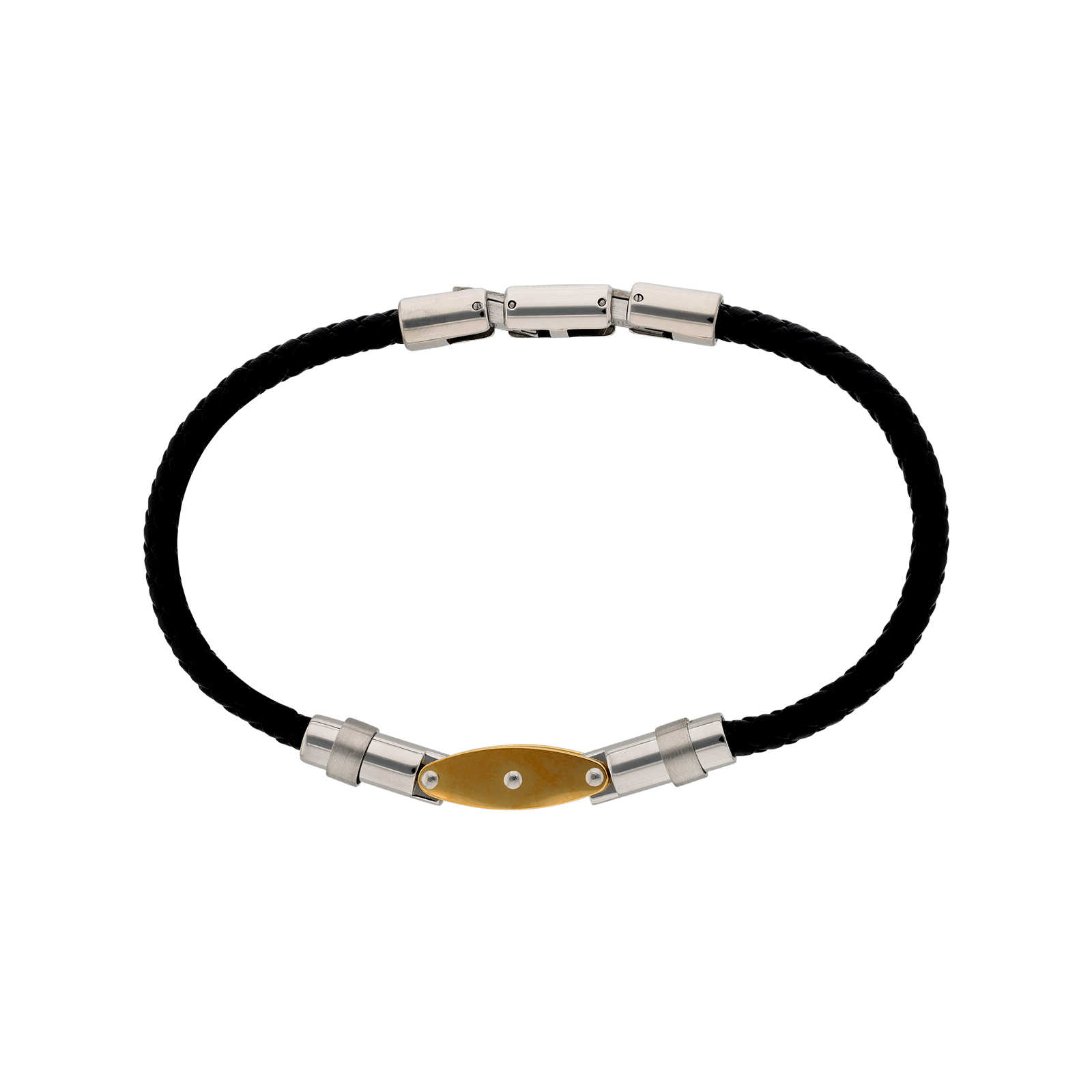 Bracelet Callas cuir et Acier Bicolore 22cm