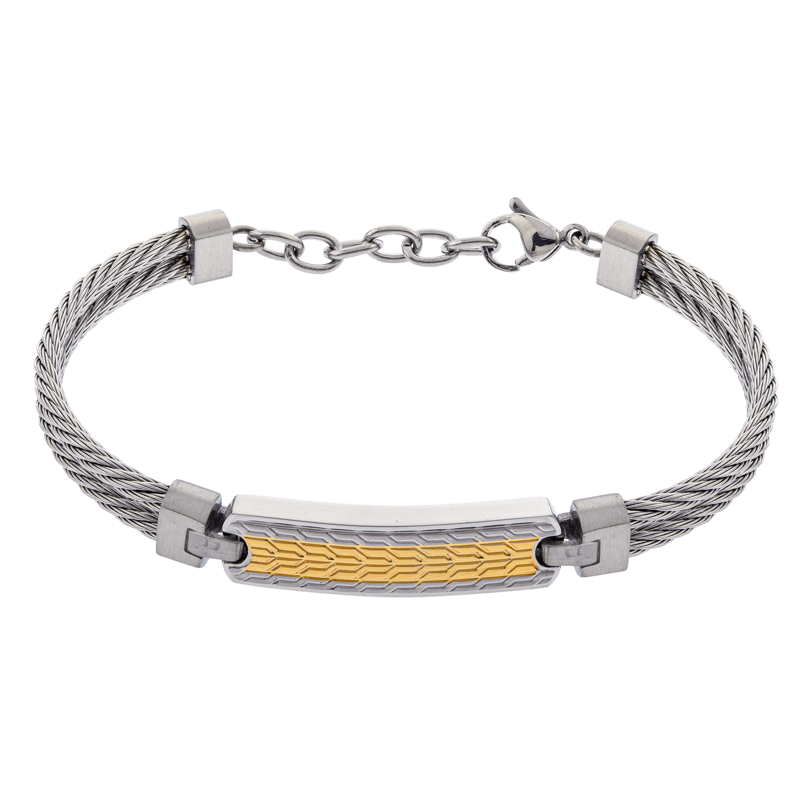 bracelet callas câble acier et doré 19+3 mm