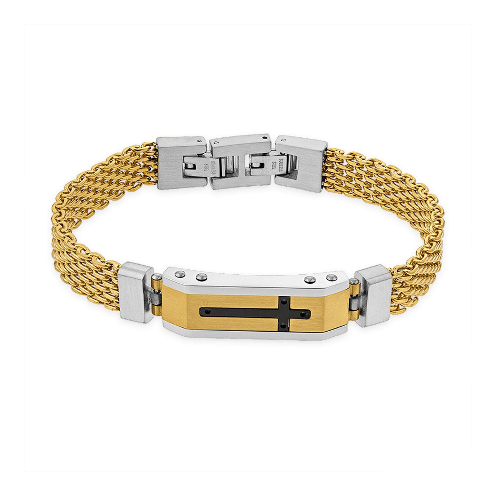 Bracelet Croix Acier Tricolore