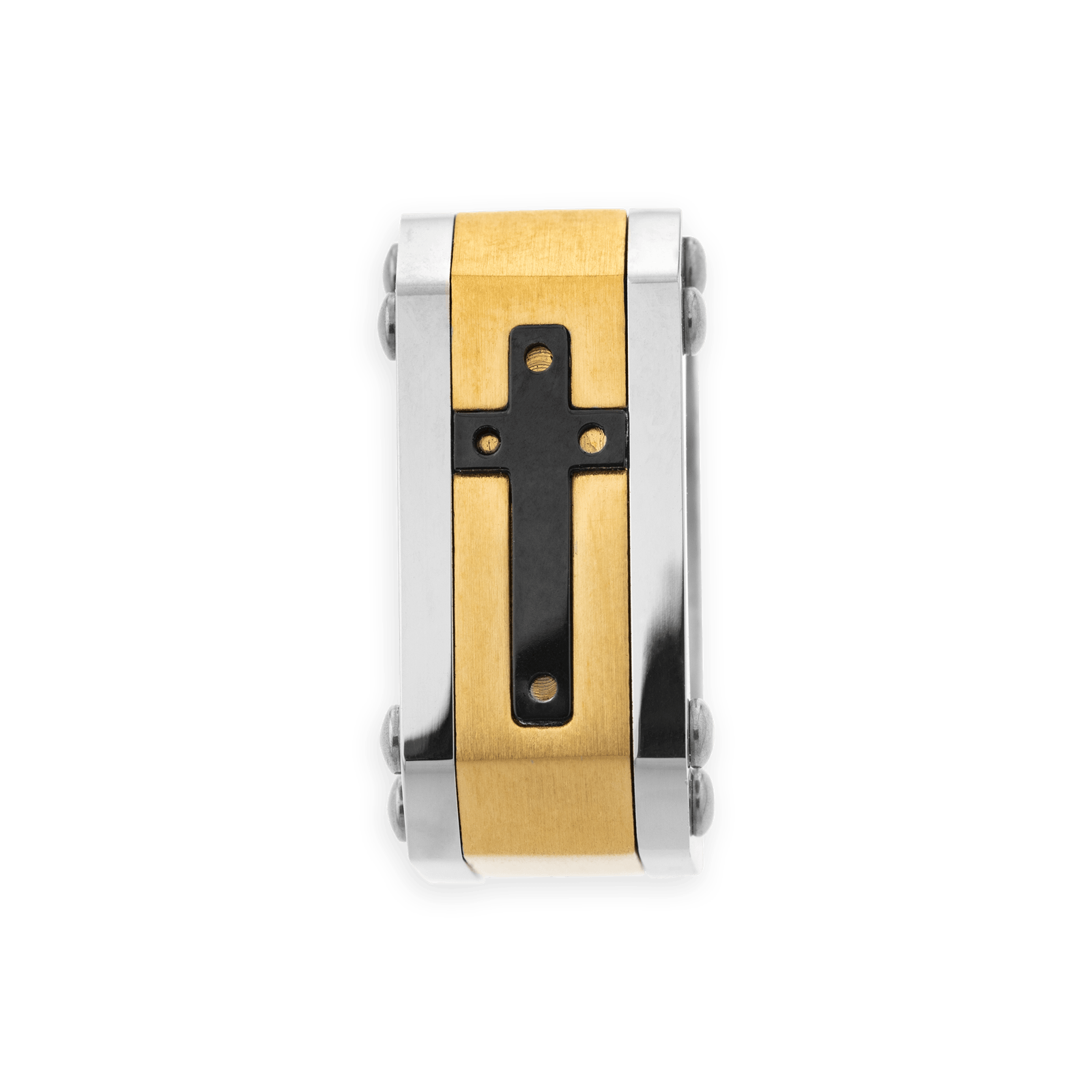 Chevalière Croix Acier Tricolore