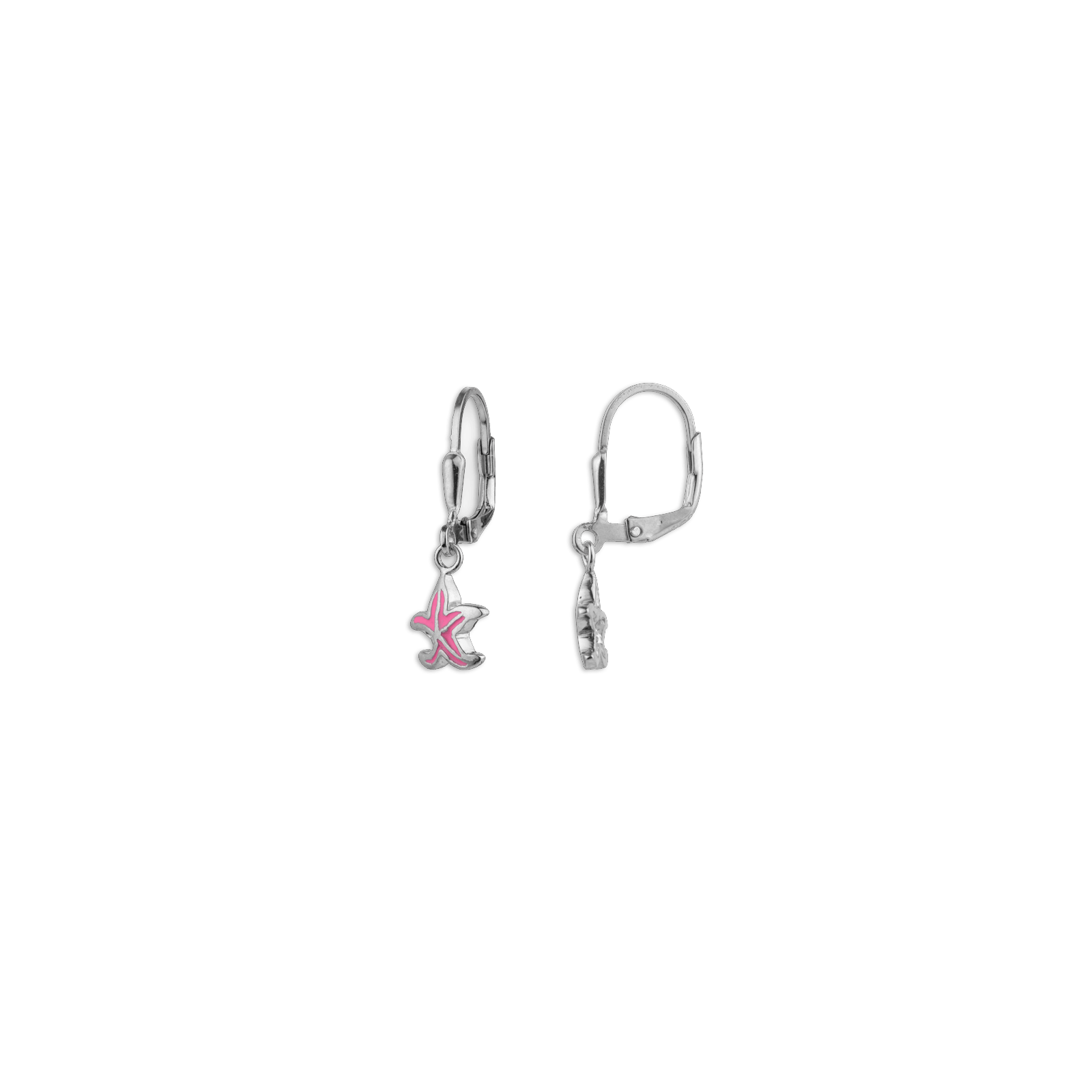 Boucles D'oreilles Étoile des Mer Argent925 9*8mm Émail Rose Pendant 25mm