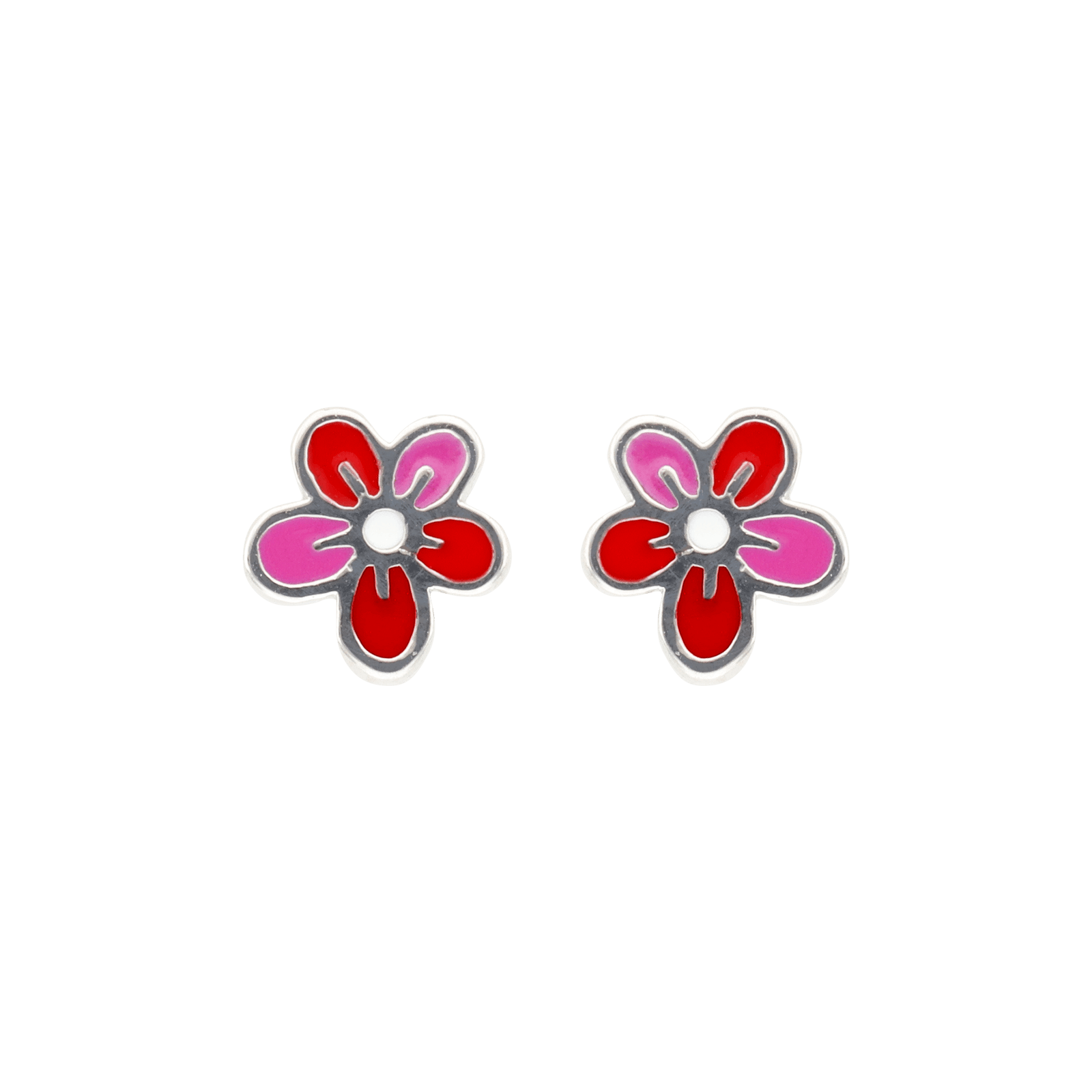 Boucles d'Oreilles fleur Rose et Rouge