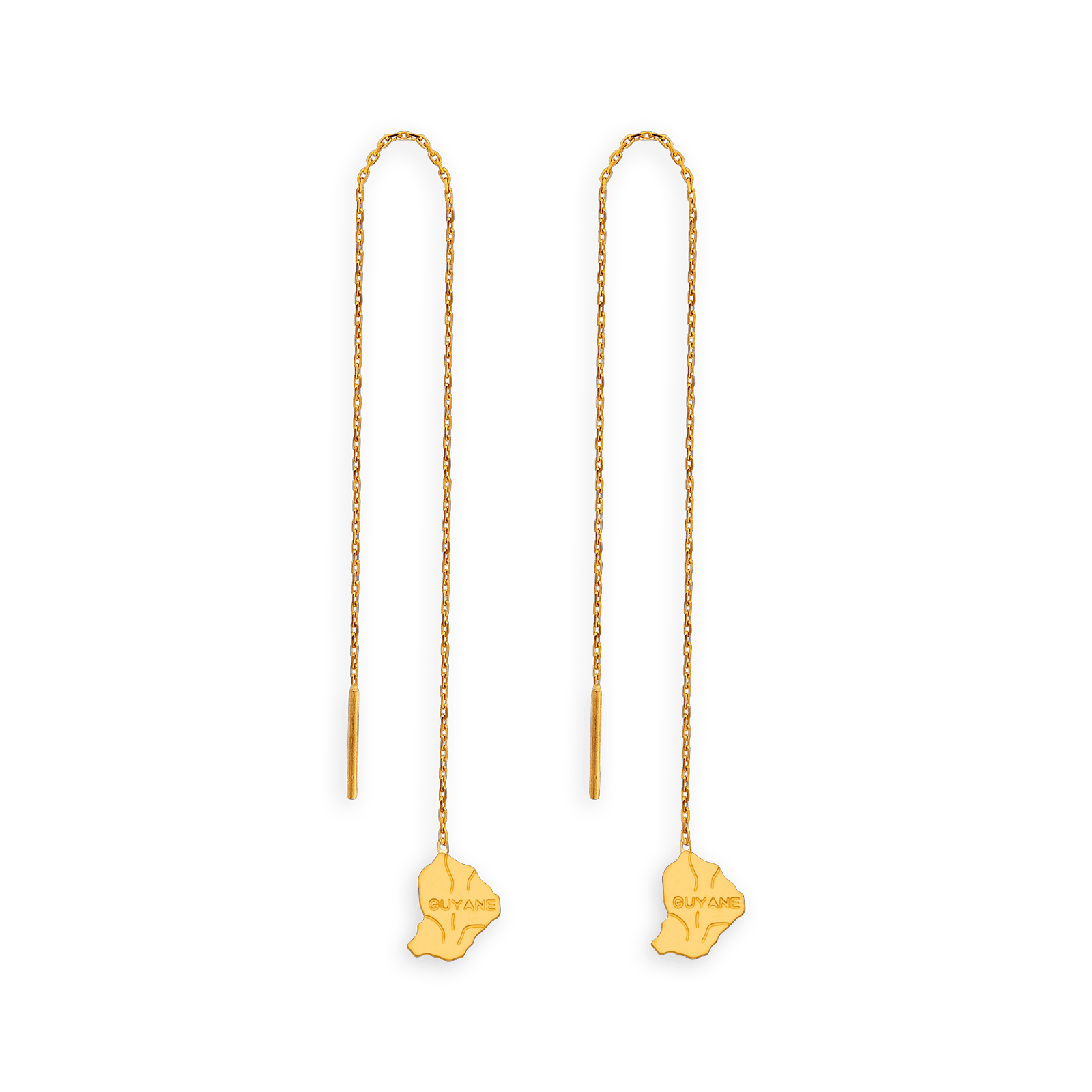 Boucles D'oreilles Or750 Pendant 100mm Au Total Carte Guyane 6*7mm