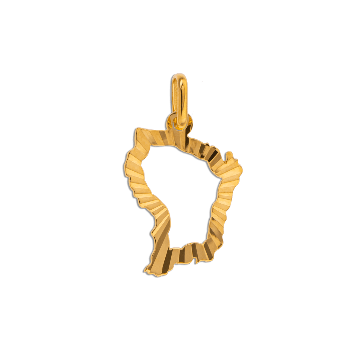 Pendentif Or 750 Diamanté Carte Guyane 11*18mm Avec Bélière