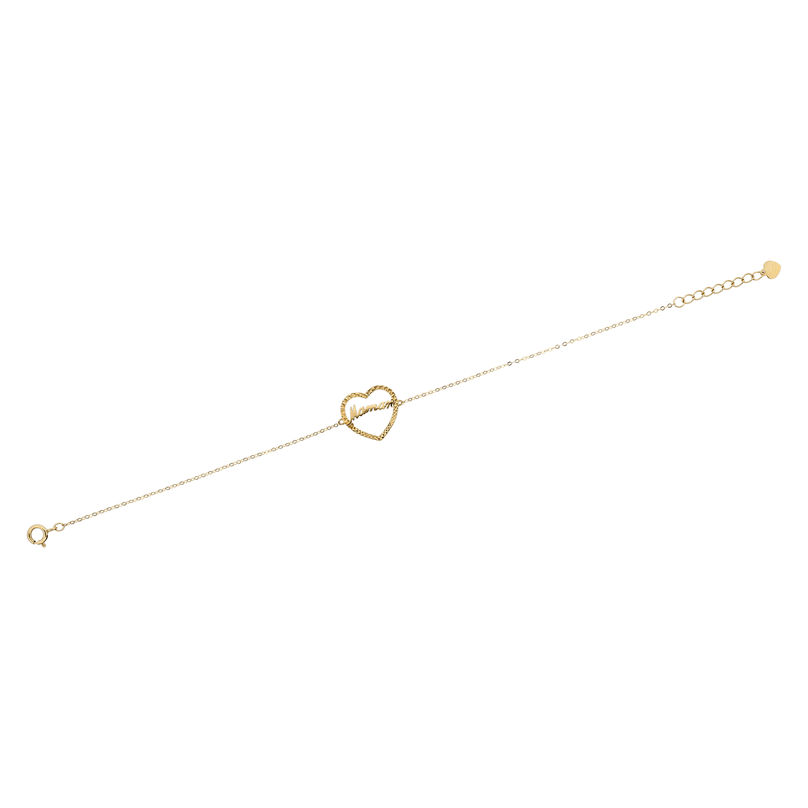 Bracelet coeur ajouré strié message maman 17 plus 2 centimètres