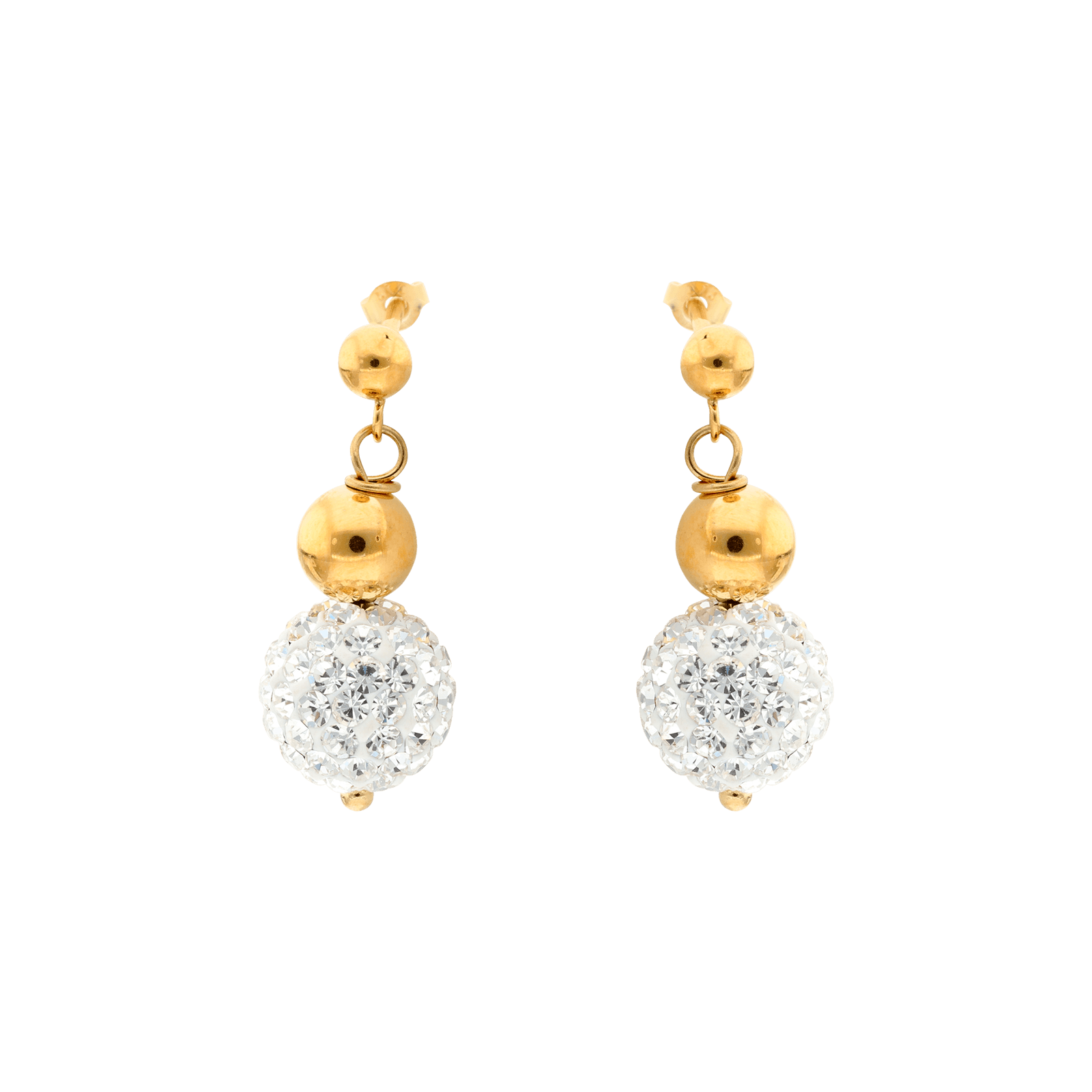 boucles d'oreilles boule or et strass