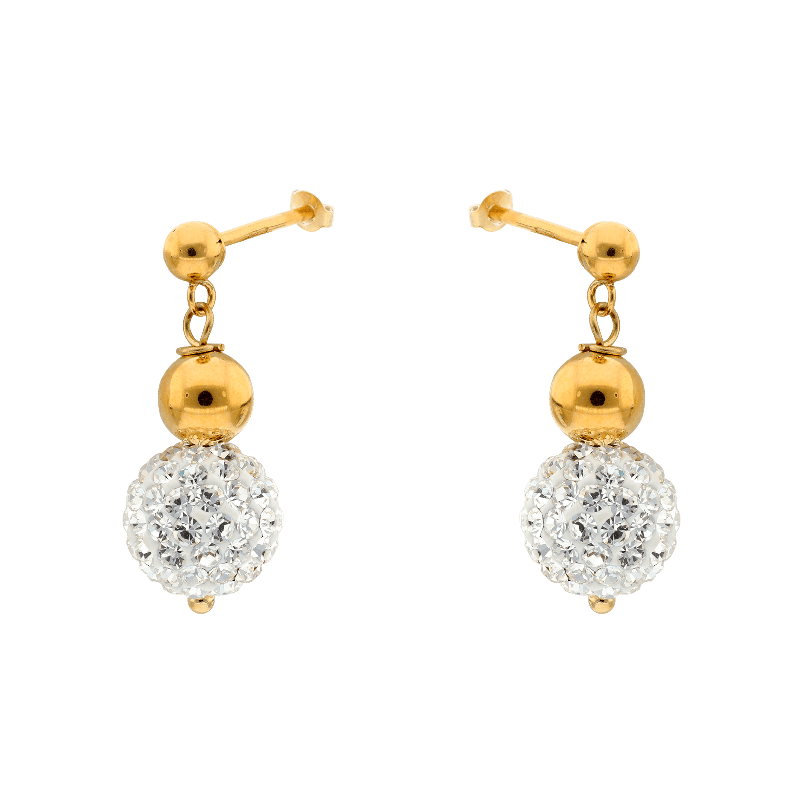 boucles d'oreilles boule or et strass