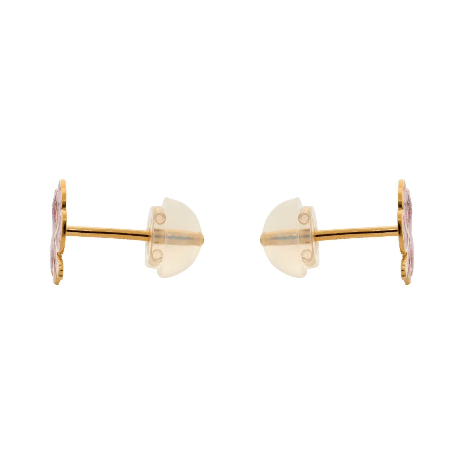 Boucles d’oreilles hibiscus email rouge pailleté